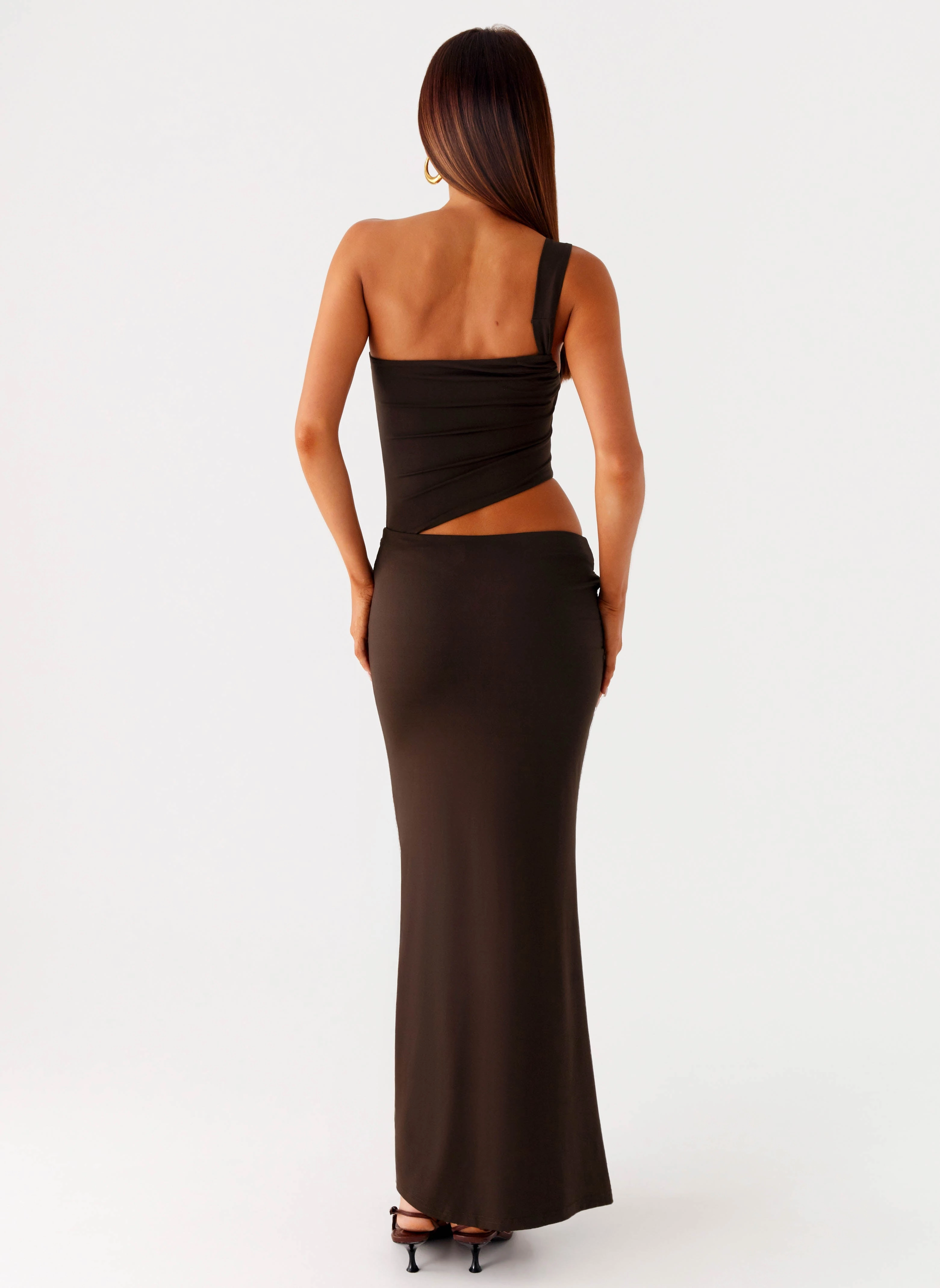 Luara Cut Out Maxi Dress - Chocolate Feminine Fit Fall Layer