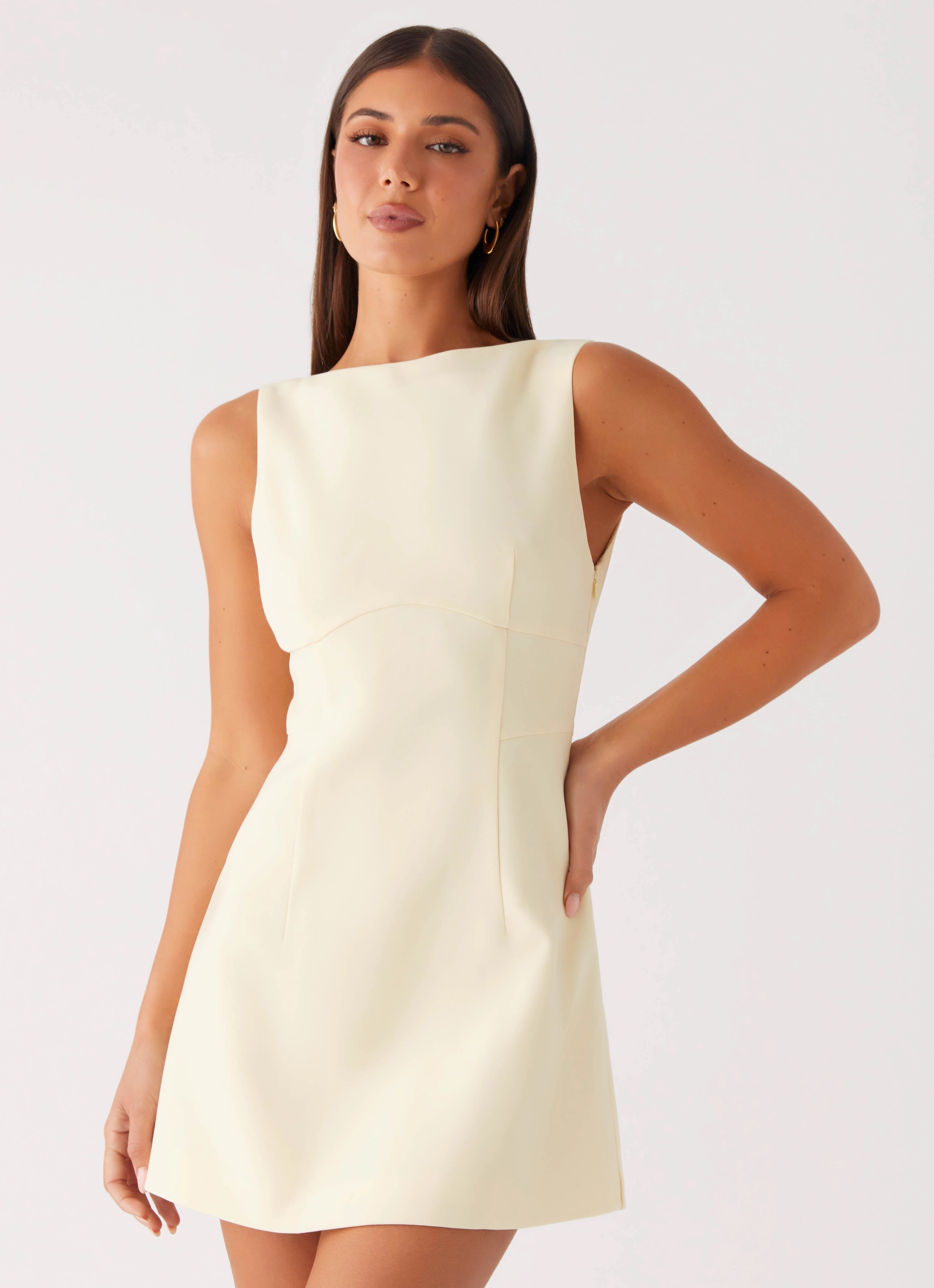 Lulita Mini Dress - Buttercream Yellow Minimalist Chic Neat Mood
