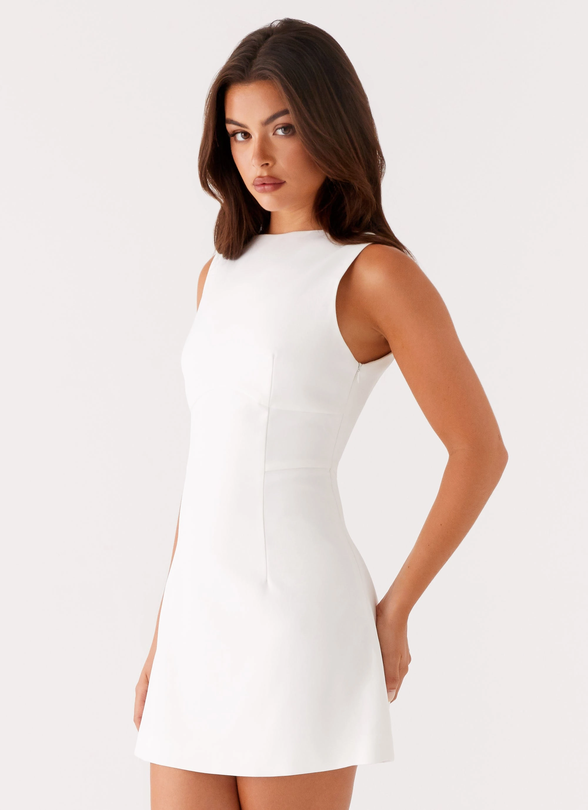 Fast fashion Adjustable Hem Lulita Mini Dress - White