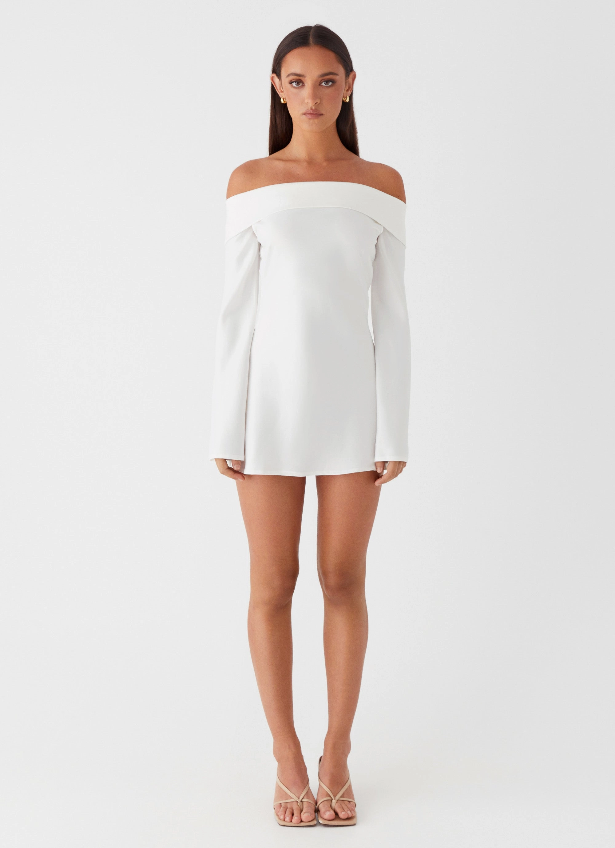 Lumina Long Sleeve Mini Dress - White Sustainable