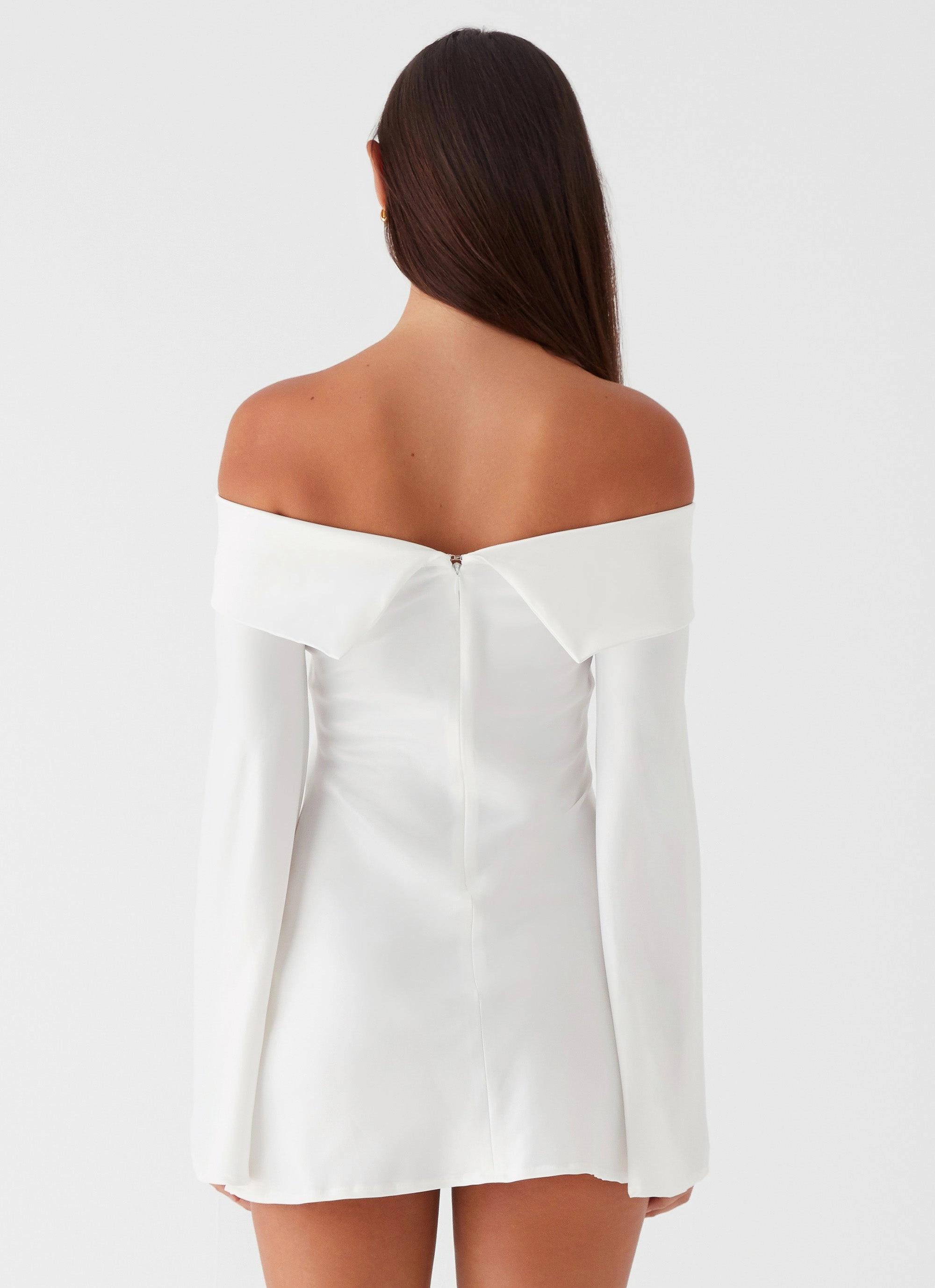 Contemporary Design Layered Design Lumina Long Sleeve Mini Dress - White
