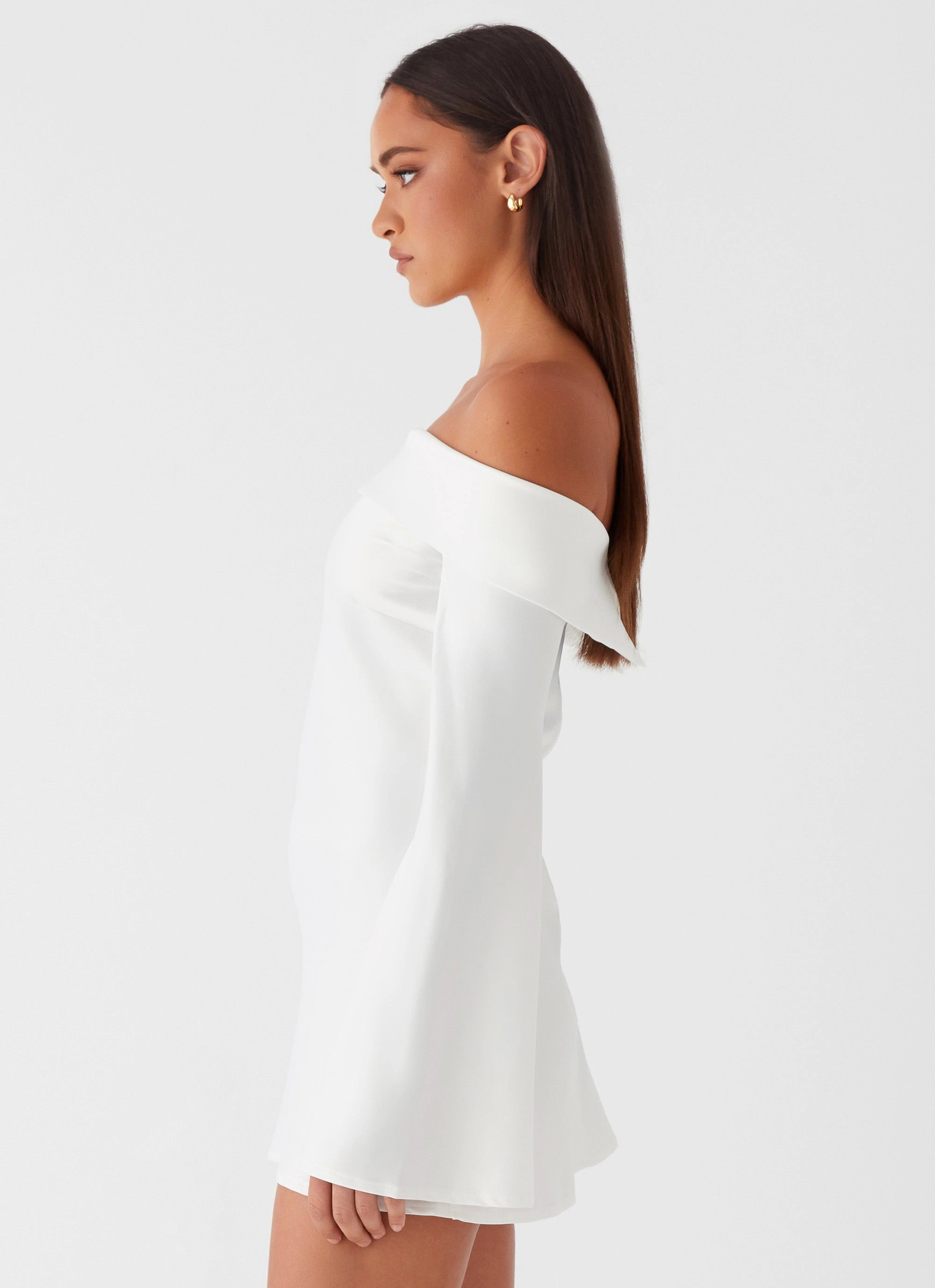 Moisture wicking Lightweight Lumina Long Sleeve Mini Dress - White