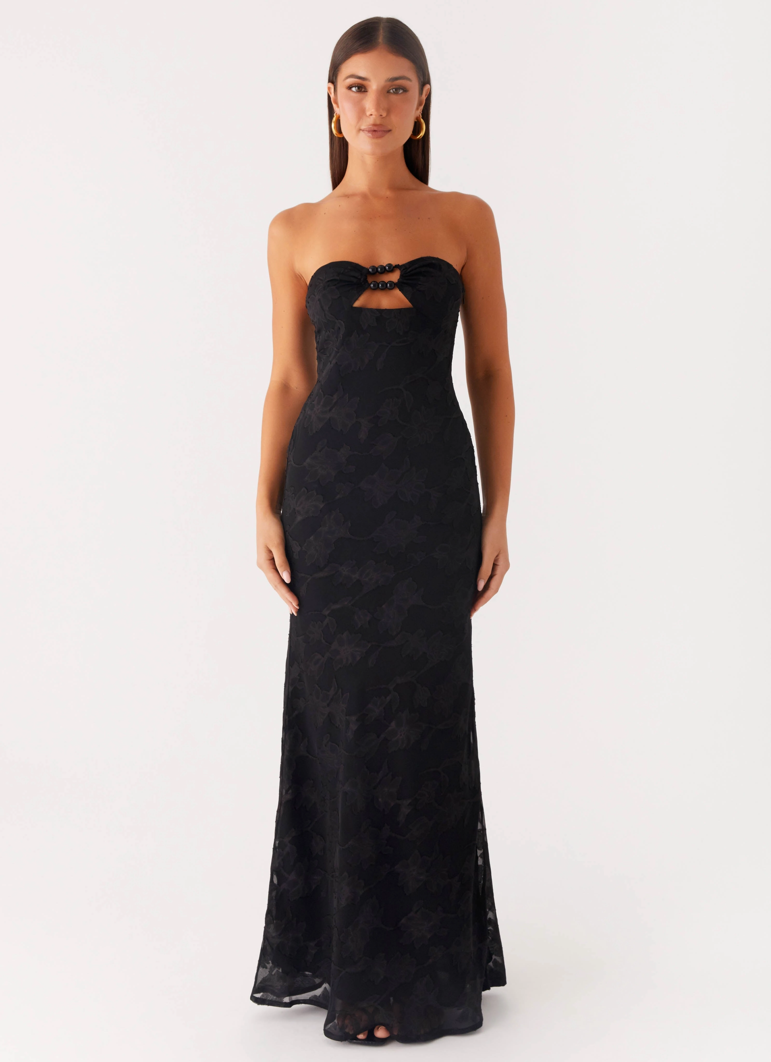 Lunar Maxi Dress - Black Color Soft Flowy Texture