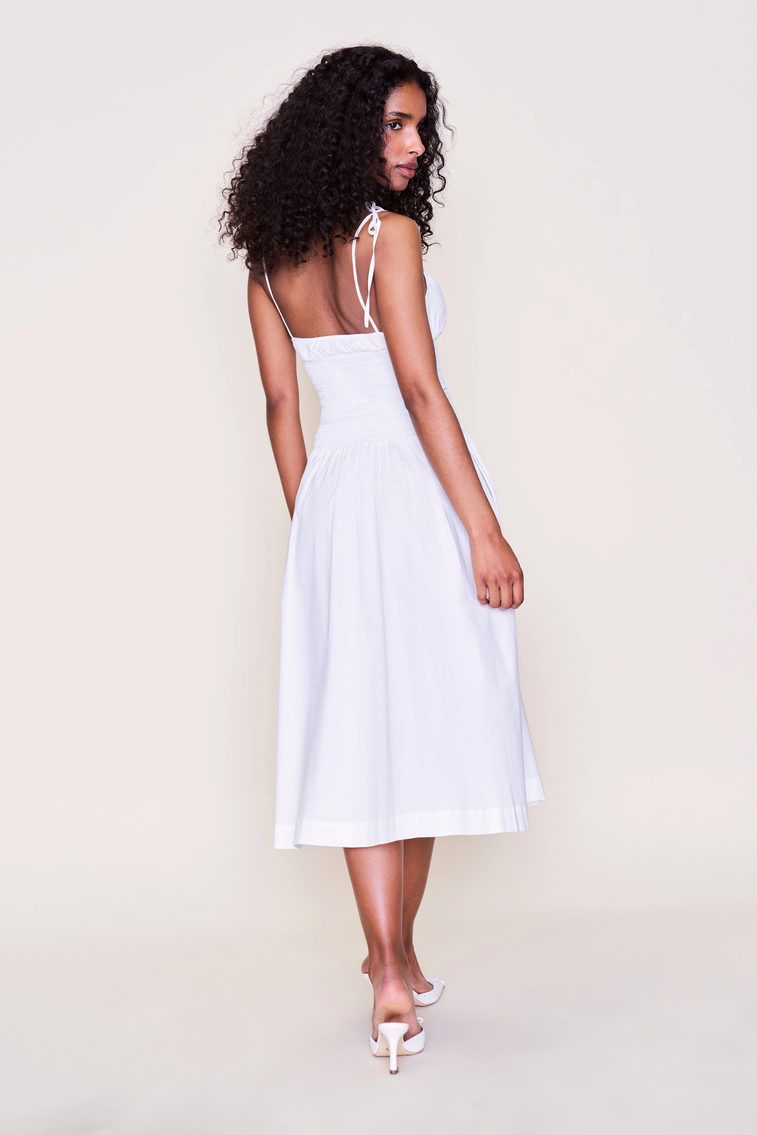 Scalloped-Edge Soft-touch daywear Lura Midi Dress