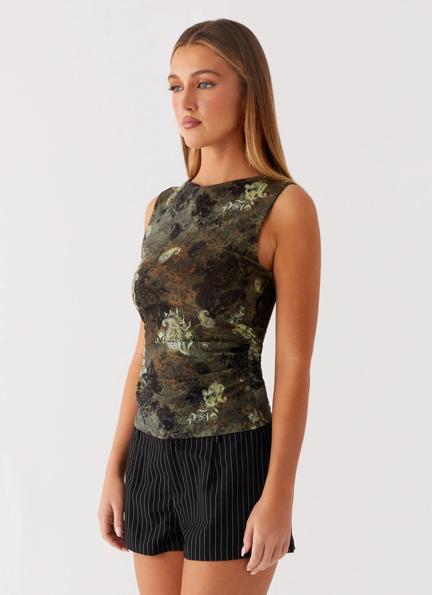 Lux Tank Top - Cyber Floral Hot Weather