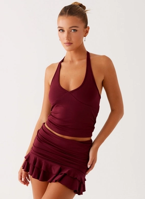 Bernie Mini Skirt - Raspberry Wine understated look Cashmere Touch