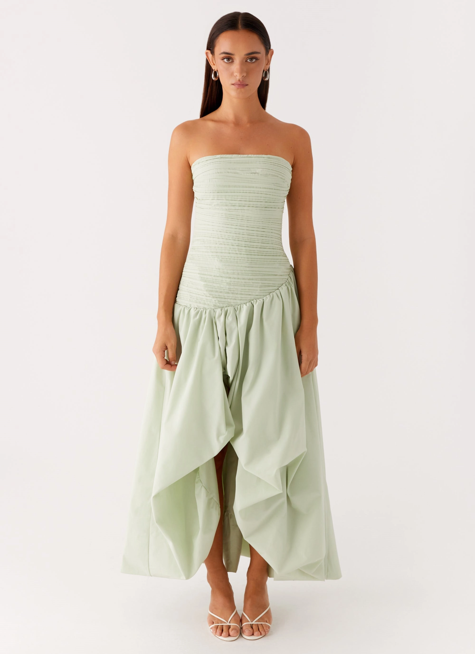 Relax Style Flowy Texture Misa Bubble Maxi Dress - Mint