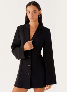 Fluid Shape Albi Fitted Blazer Mini Dress - Black