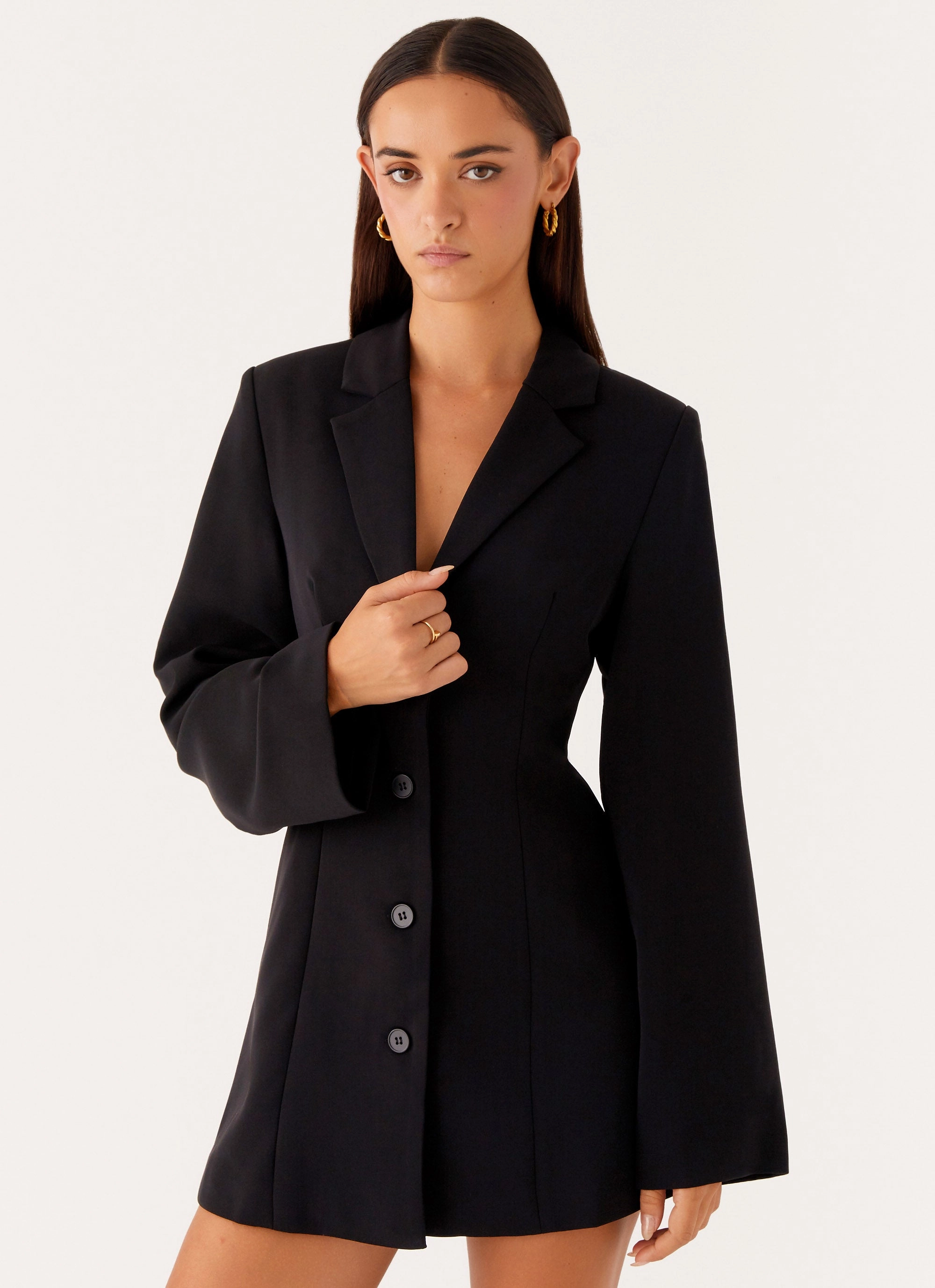 Fluid Shape Albi Fitted Blazer Mini Dress - Black