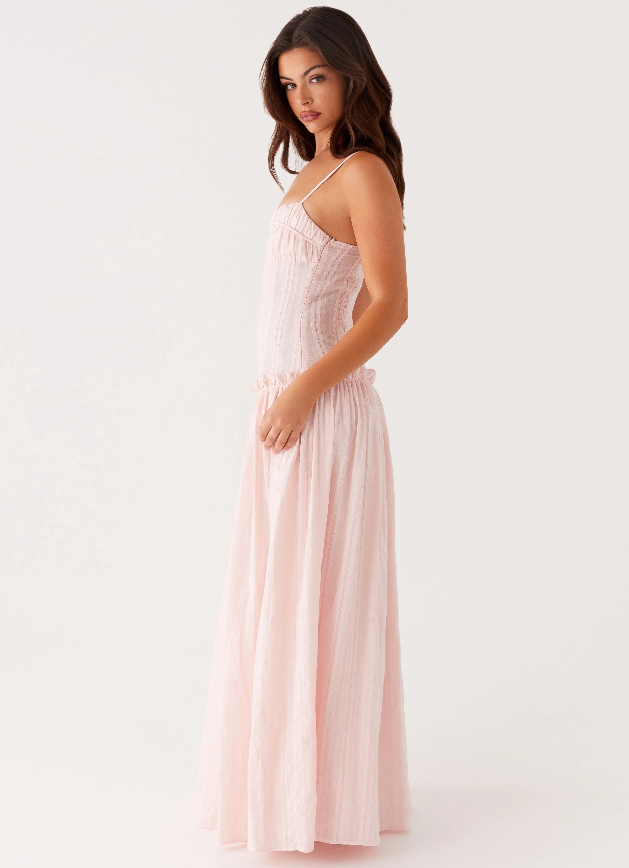 Jacinda Drop Waist Maxi Dress - Pink Garden Fresh