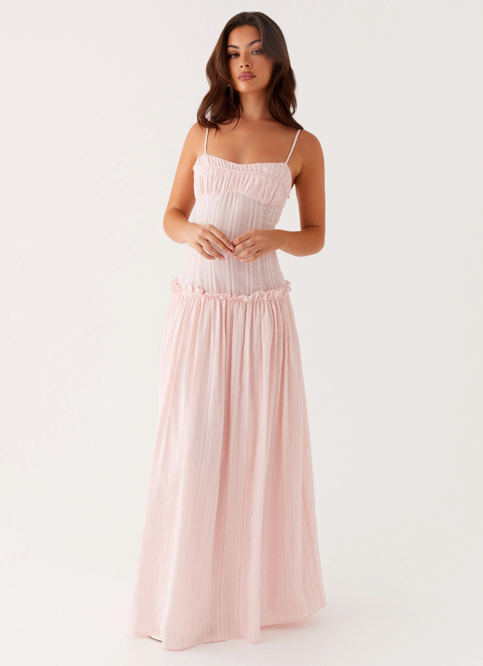 Jacinda Drop Waist Maxi Dress - Pink Soft Vibes