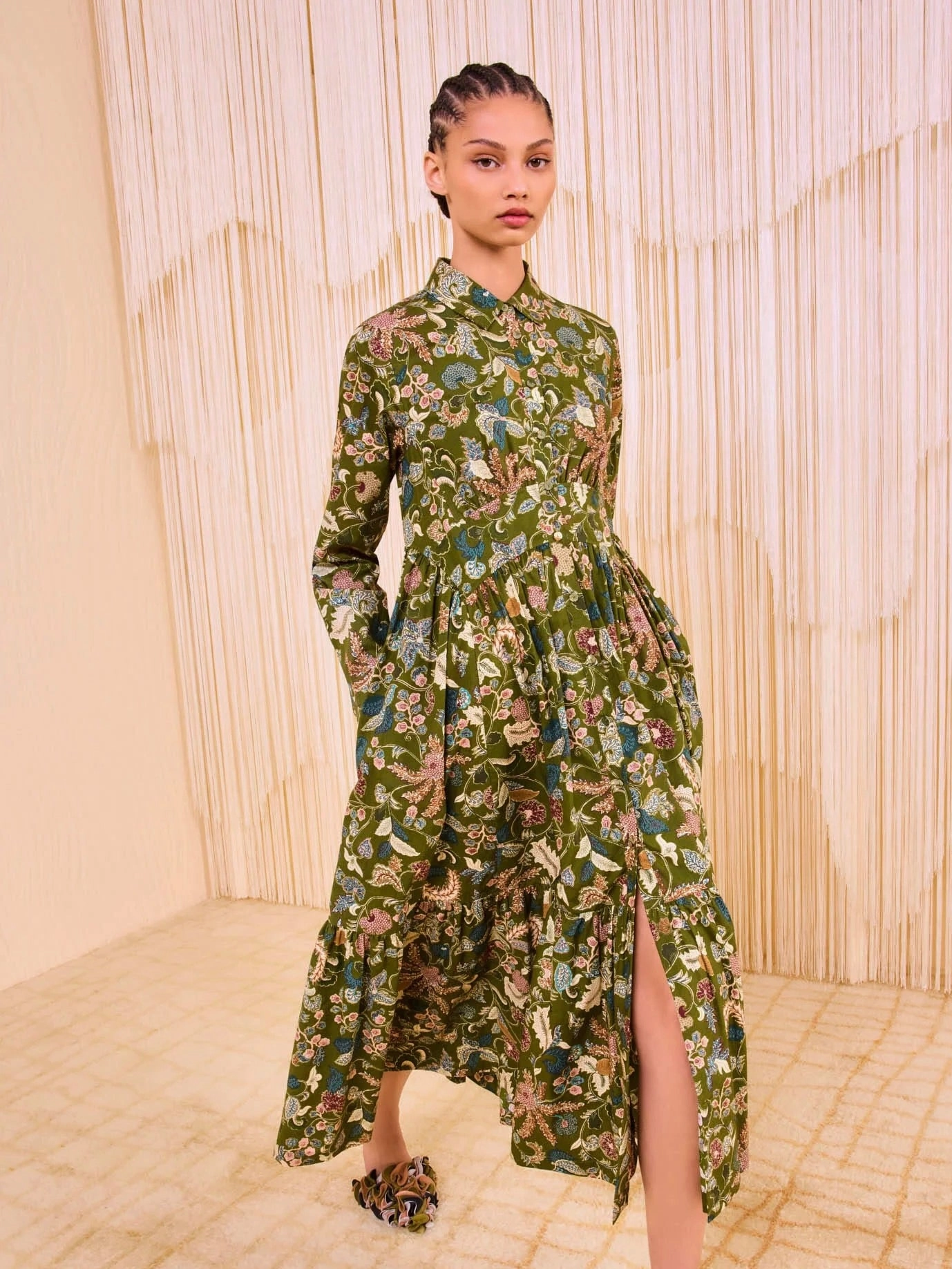Ulla Johnson Eryn Long Sleeve Midi Dress - Lichen Pure Piece Guest Shine