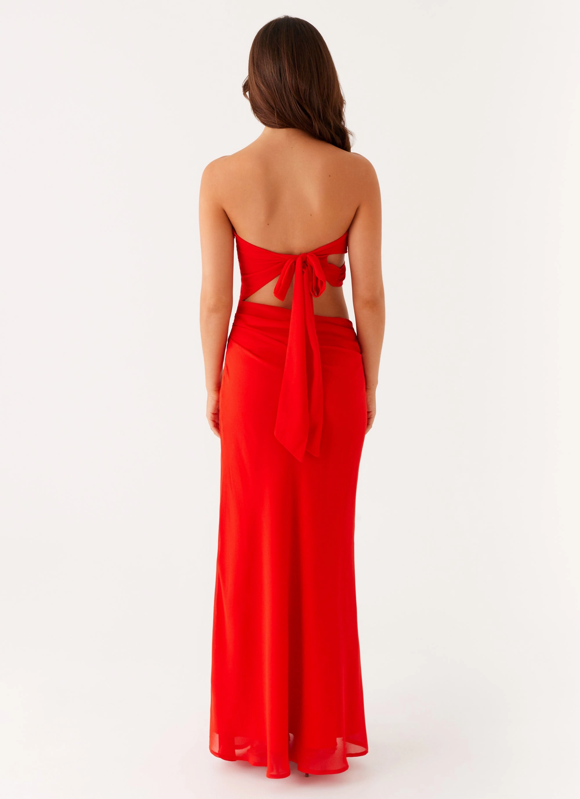 Carla Maxi Dress - Red Retro Detail Stylish Feel
