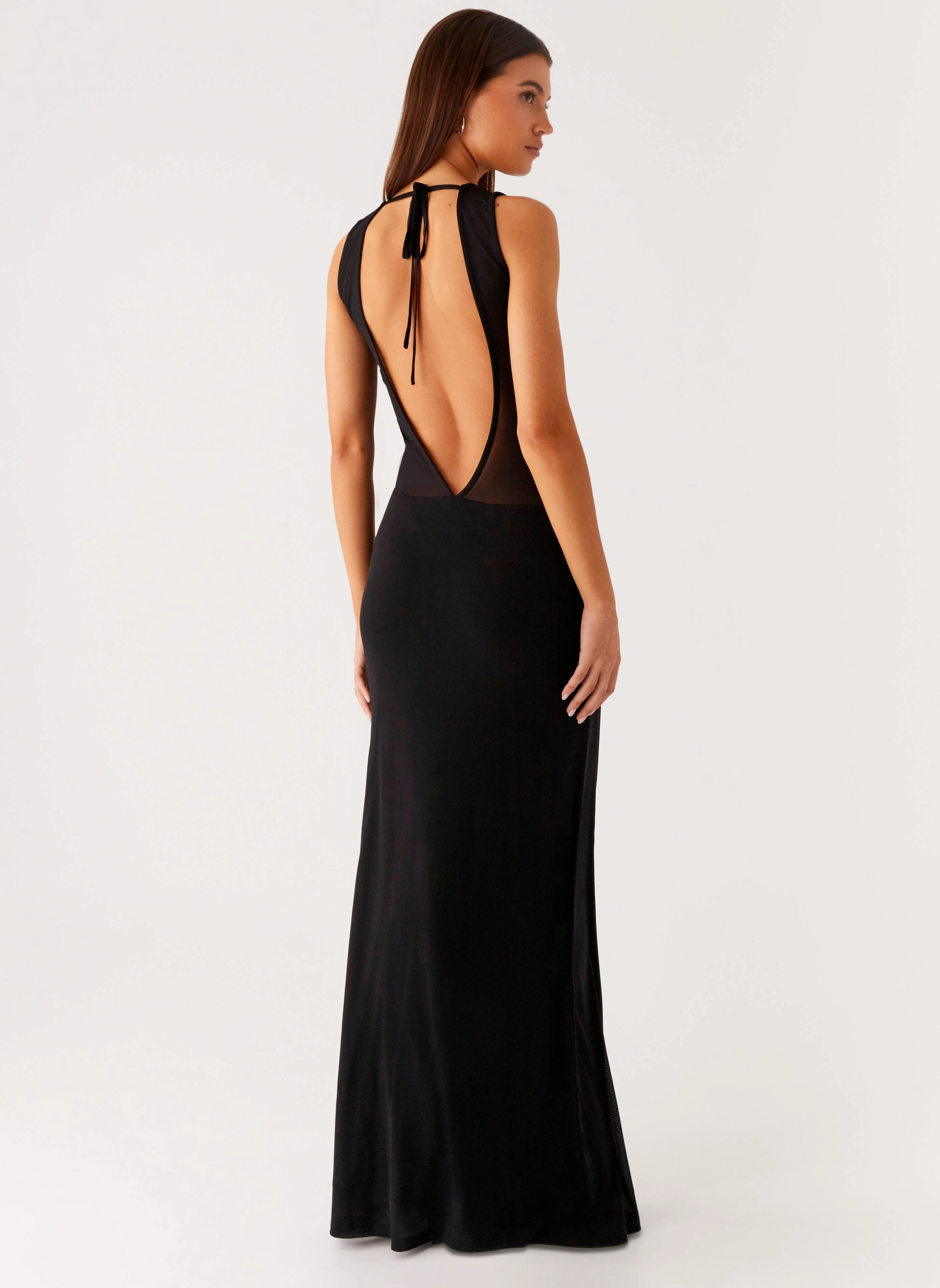 Airy Touch lyria Mesh Maxi Dress - Black