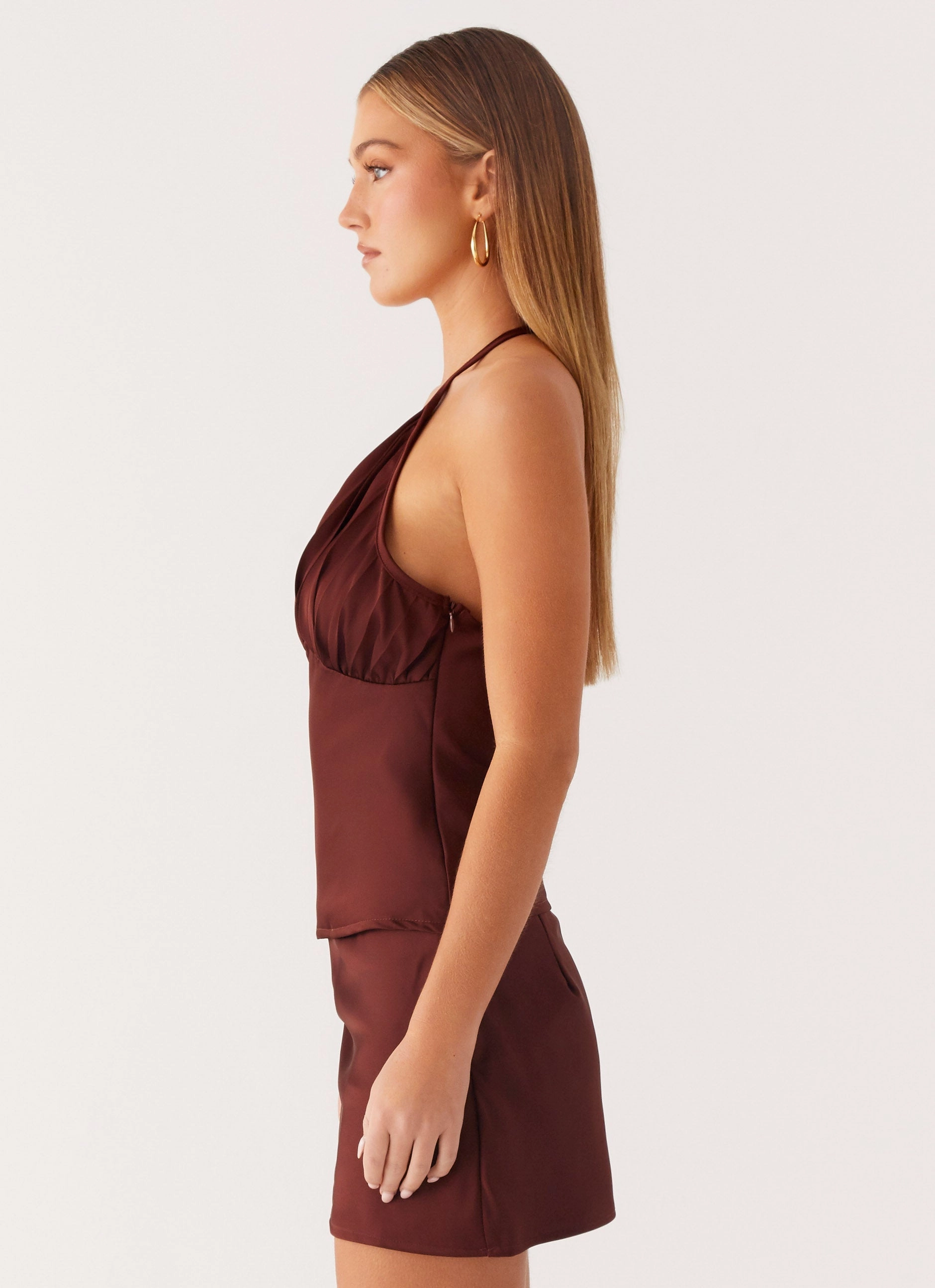 ConvertibleSleeves Mabel Halter Top - Chocolate