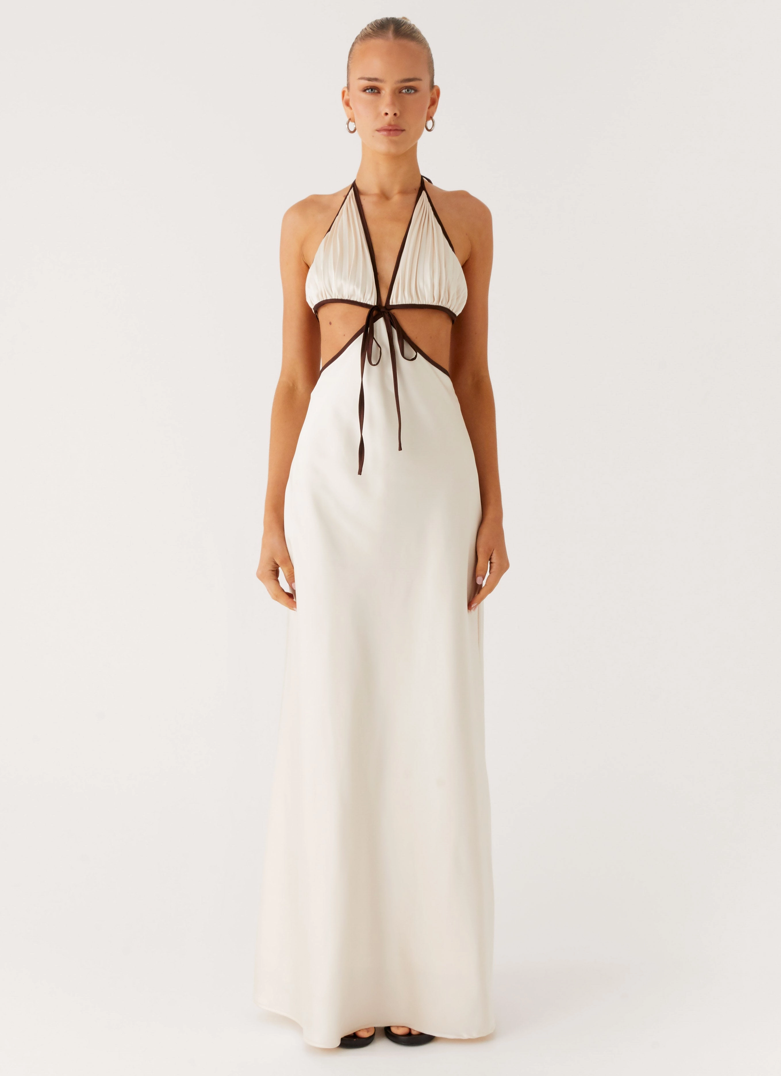 Mabel Maxi Dress - Cream Detachable-Detail