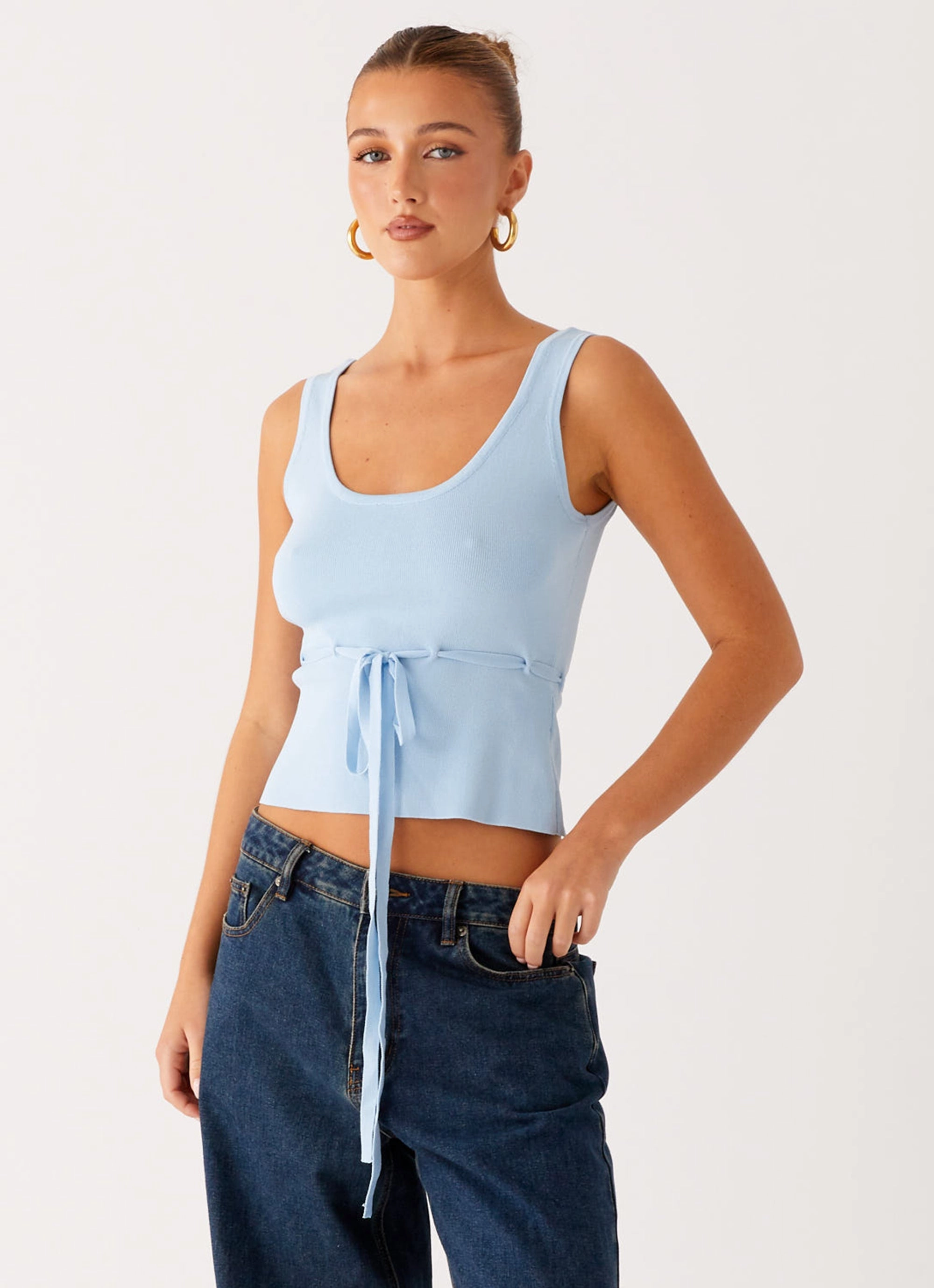 Stylish Look Macall Knit Tank - Blue
