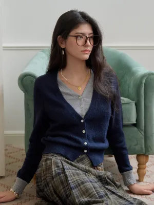 Madeleine V-Neck Faux Layered Wool Top Cool Weather