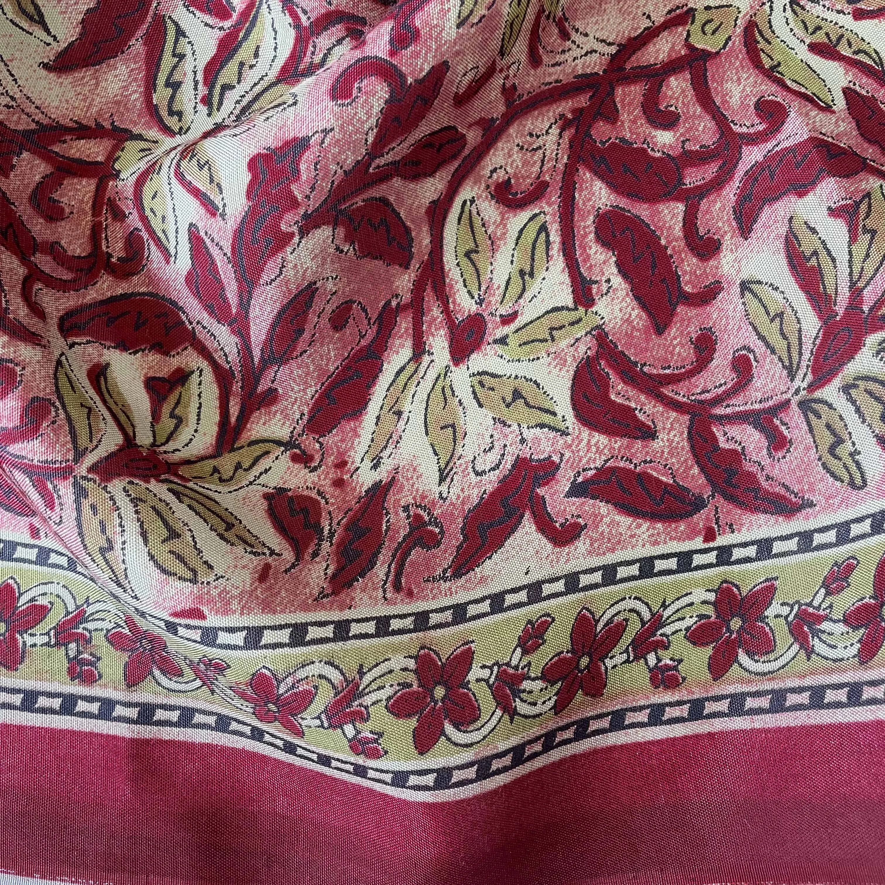 Magenta Red & Olive Vintage Flowers | Hand Block Printed Modal Fabric (3 Meters) | and Cotton Pyjama (2.5 Meters) | Unstitched Combo Set
