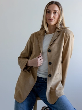 Maggie Faux Suede Blazer Calm Day Fit YKK Fasteners