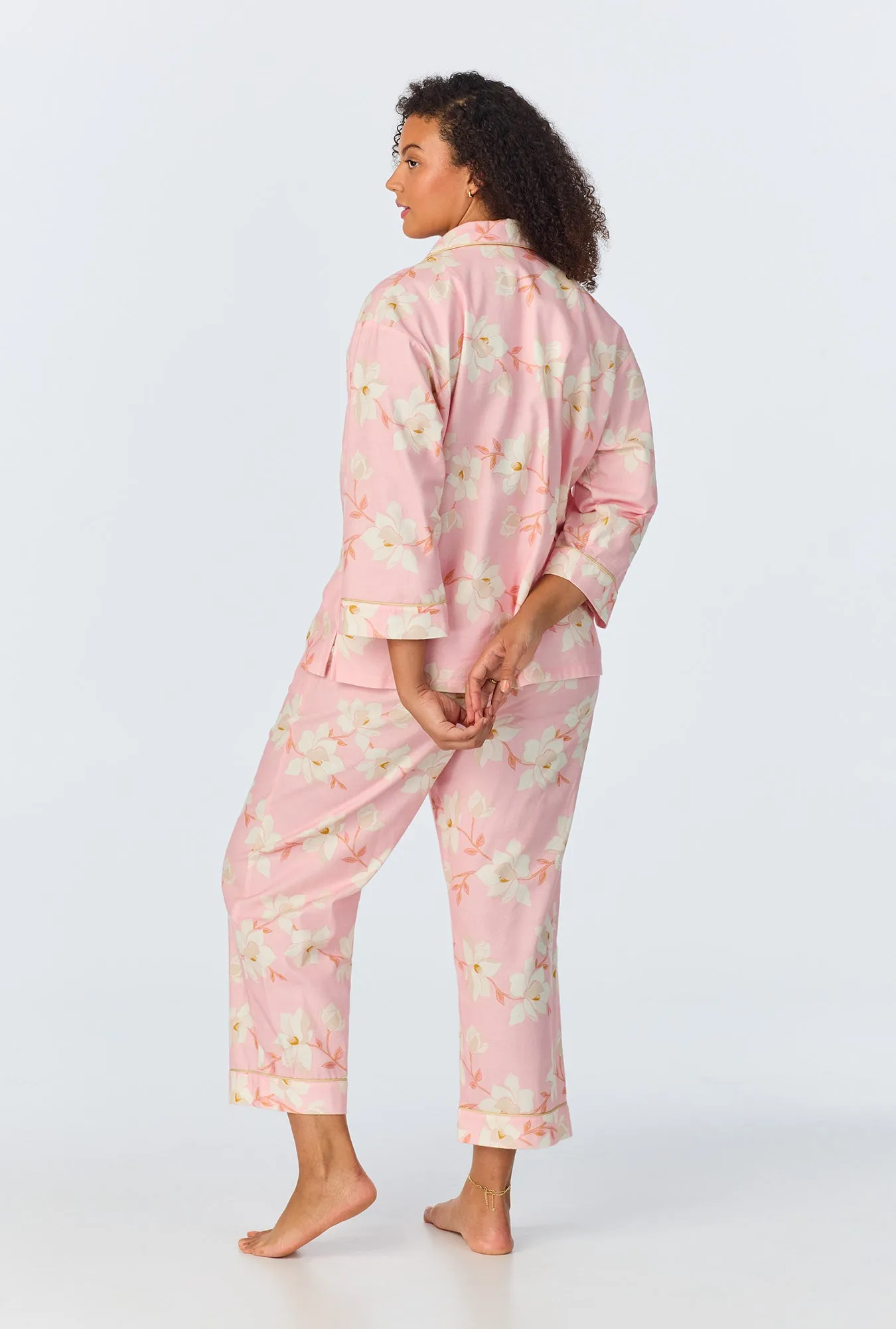 Magnolia Blossom 3/4 Sleeve Classic Woven Portuguese Flannel PJ Set