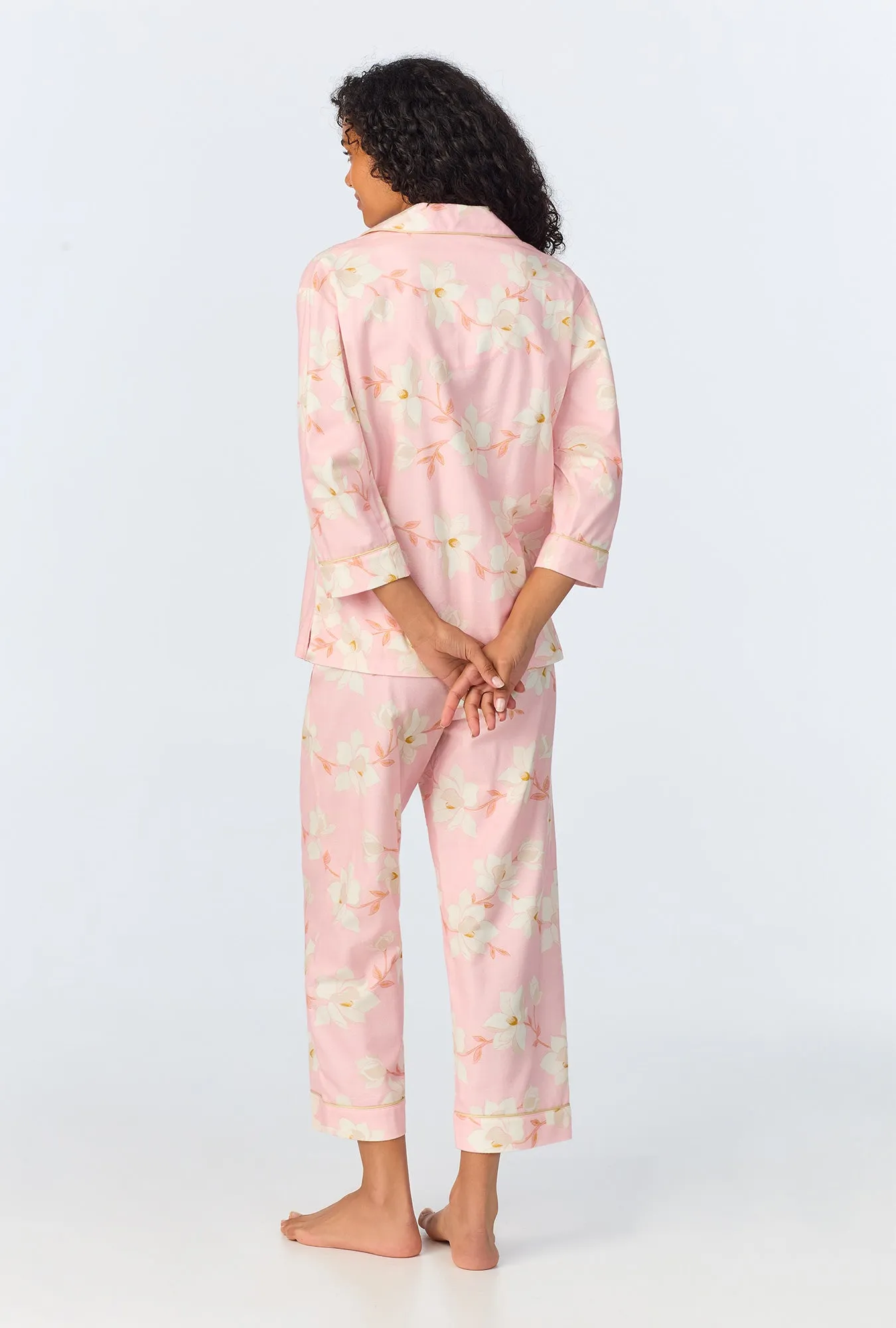 Magnolia Blossom 3/4 Sleeve Classic Woven Portuguese Flannel PJ Set