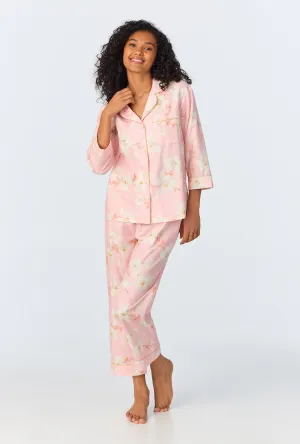 Magnolia Blossom 3/4 Sleeve Classic Woven Portuguese Flannel PJ Set