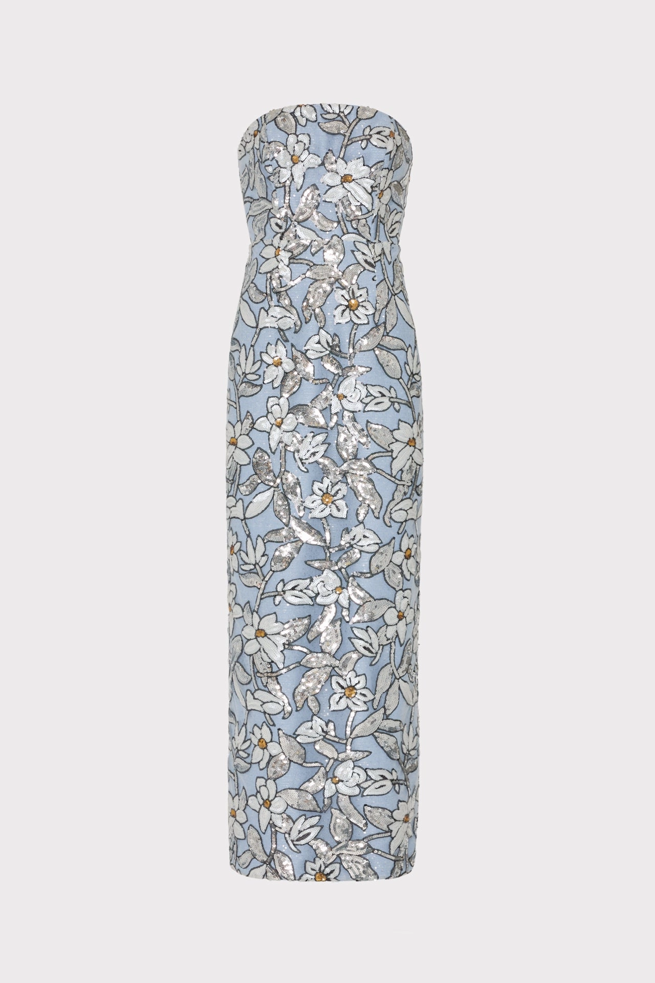 Magnolia Silver Floral Sequins Maxi Dress Tailored-fit Theater-Night