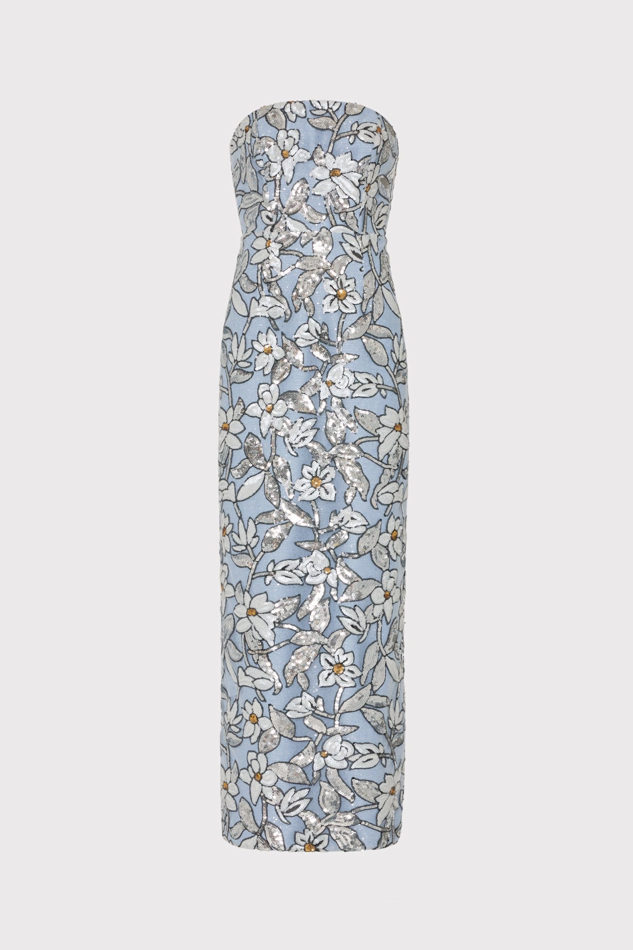 Magnolia Silver Floral Sequins Maxi Dress Fit For All Sleek Tailoring