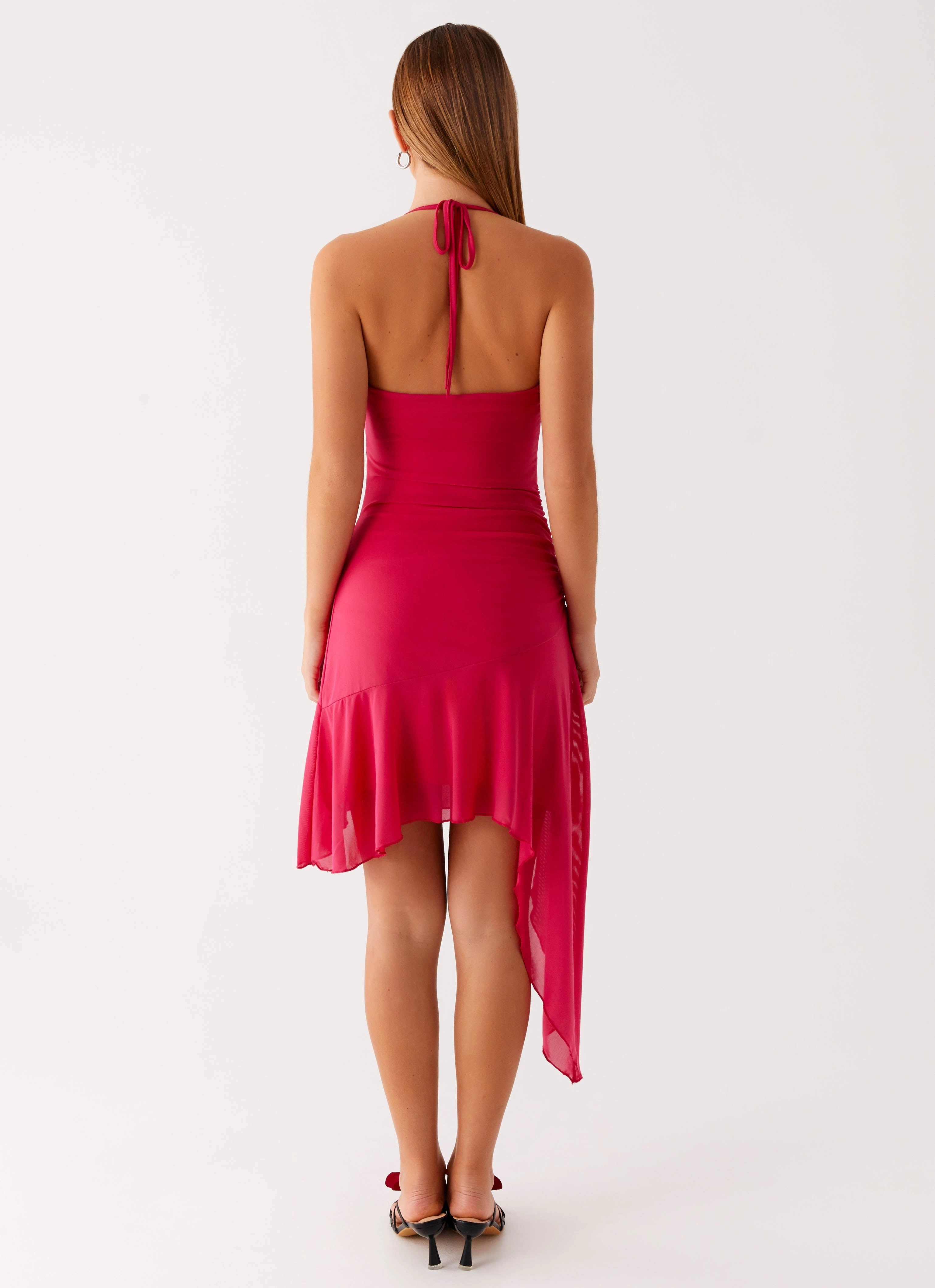 Drape Wave Trend-Inspired Mai Tai Mini Dress - Hot Pink