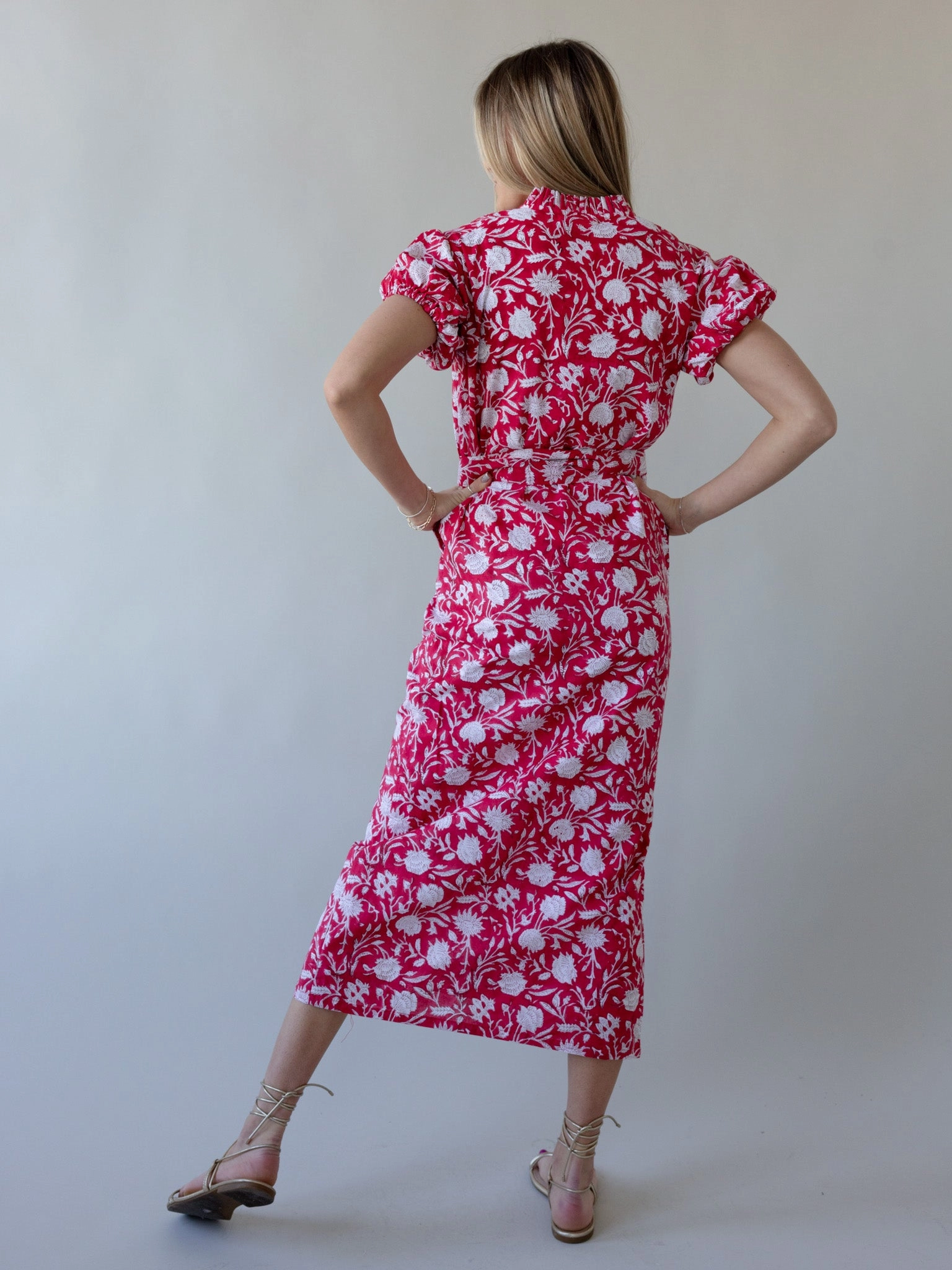 Maison De Frederic Red Maxi Dress Premium Fabric Street Elegance