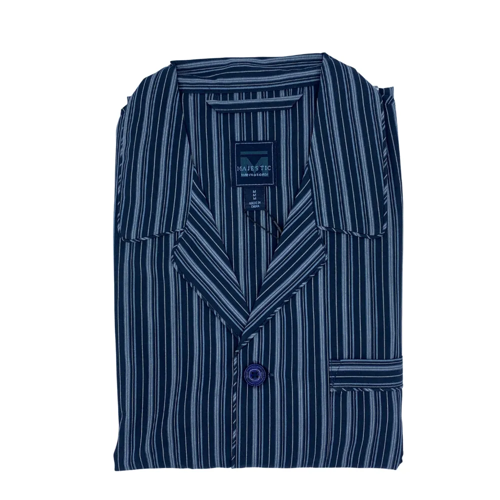 Majestic International 60% Cotton 40% Polyester Navy Pyjama Set - 12727190 - 460
