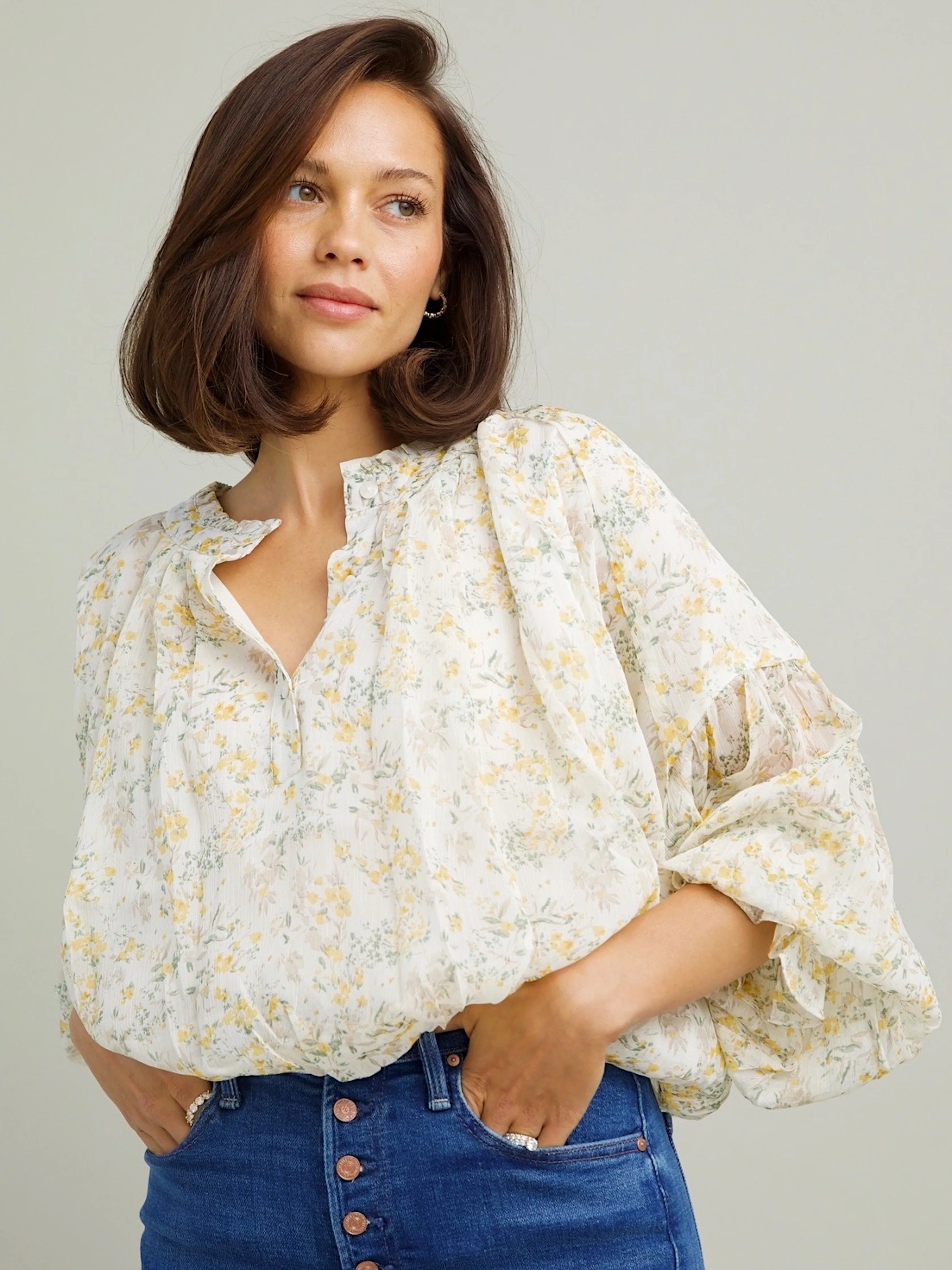 Majorie Floral Blouse Non Chafing Side Seams Tapered Cut