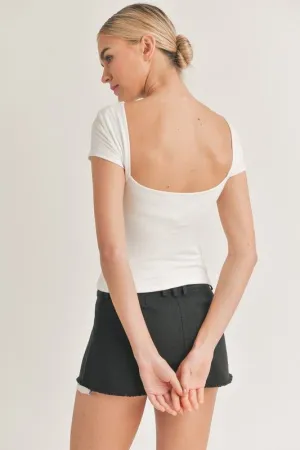 Anti Odor Treatment StaticResistantFabric Makenna Open Back Top - White