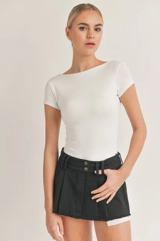 ZeroWastePattern RelaxedSilhouette Makenna Open Back Top - White