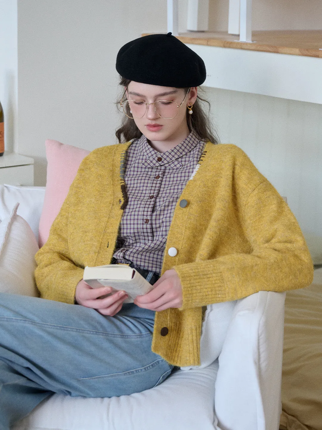 Makenzie V-Neck Wool Cardigan Tagless Comfort Collar
