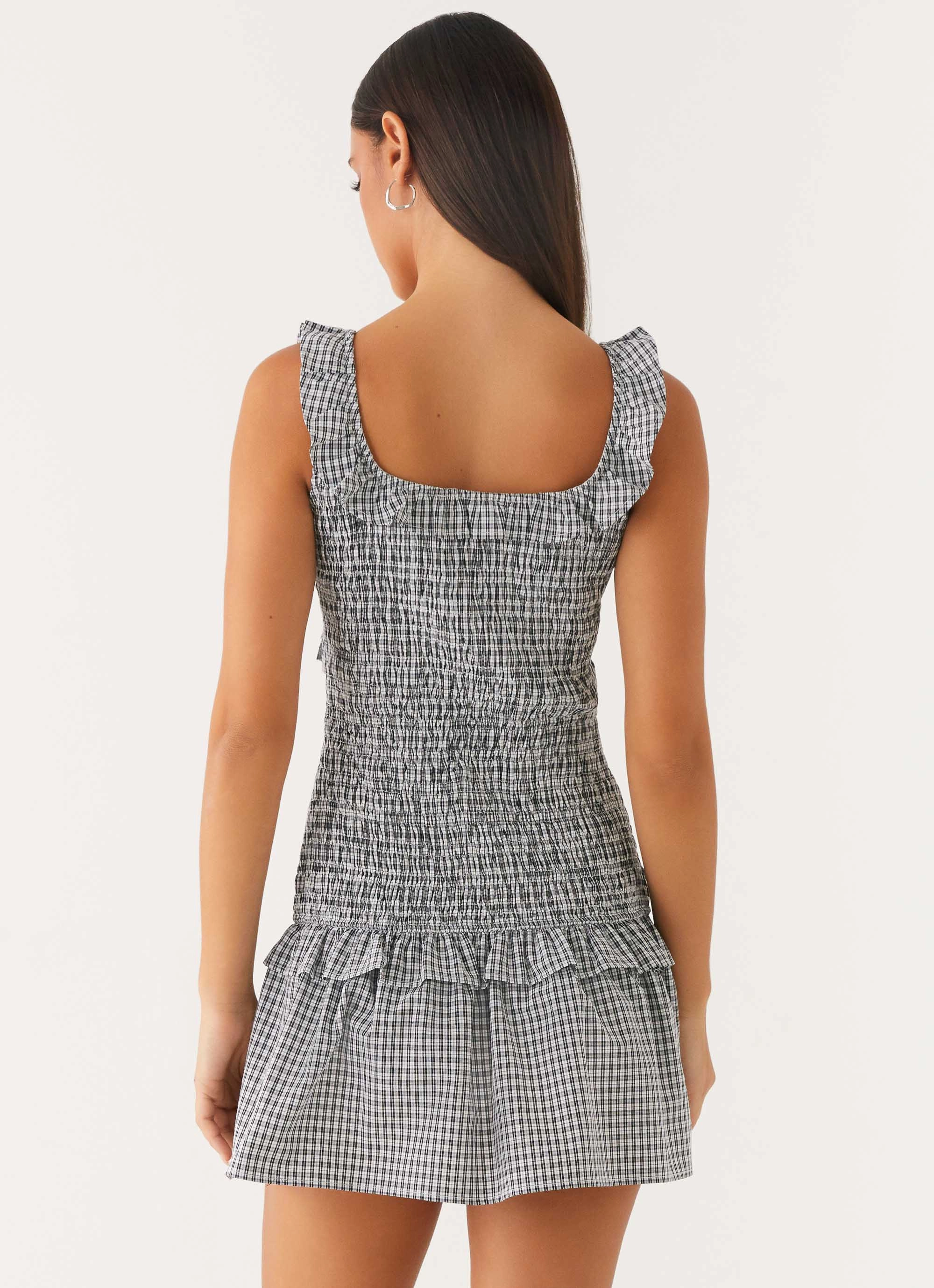 Mali Shirred Mini Dress - Checker hypoallergenic material