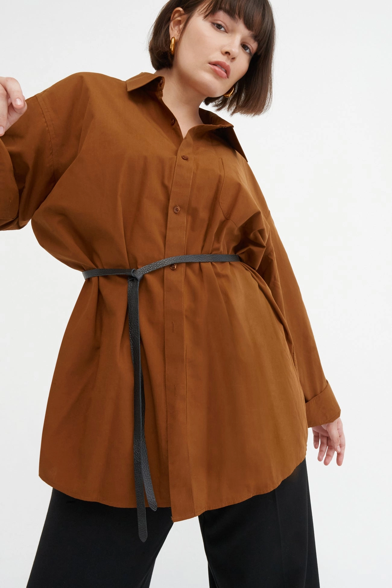 Malia Belt BreathableMeshPanels Wool Sweater