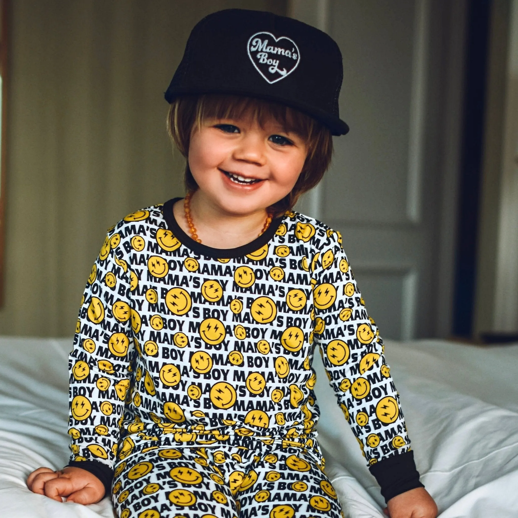 Mama Boy Smiley Bamboo Long Sleeve Pajamas