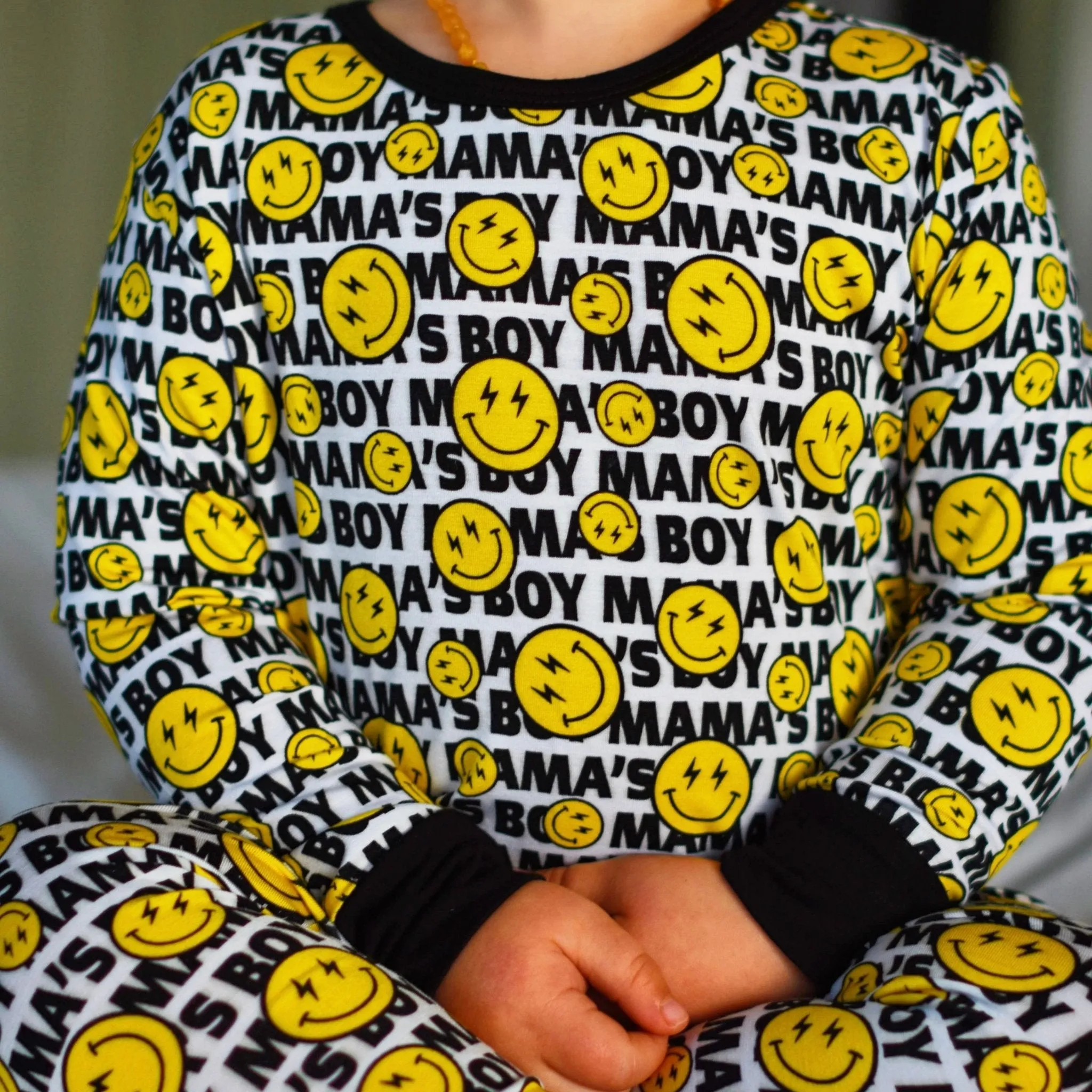 Mama Boy Smiley Bamboo Long Sleeve Pajamas