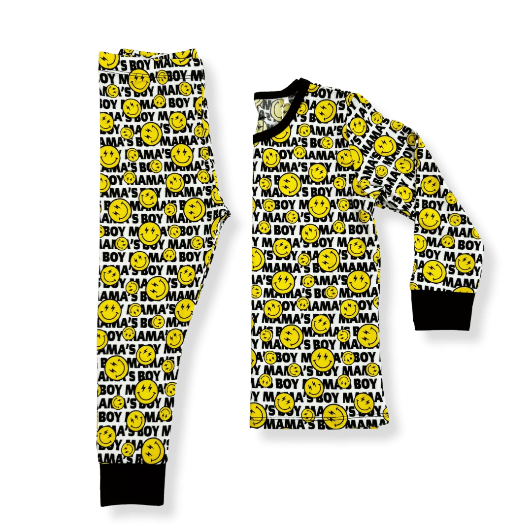 Mama Boy Smiley Bamboo Long Sleeve Pajamas