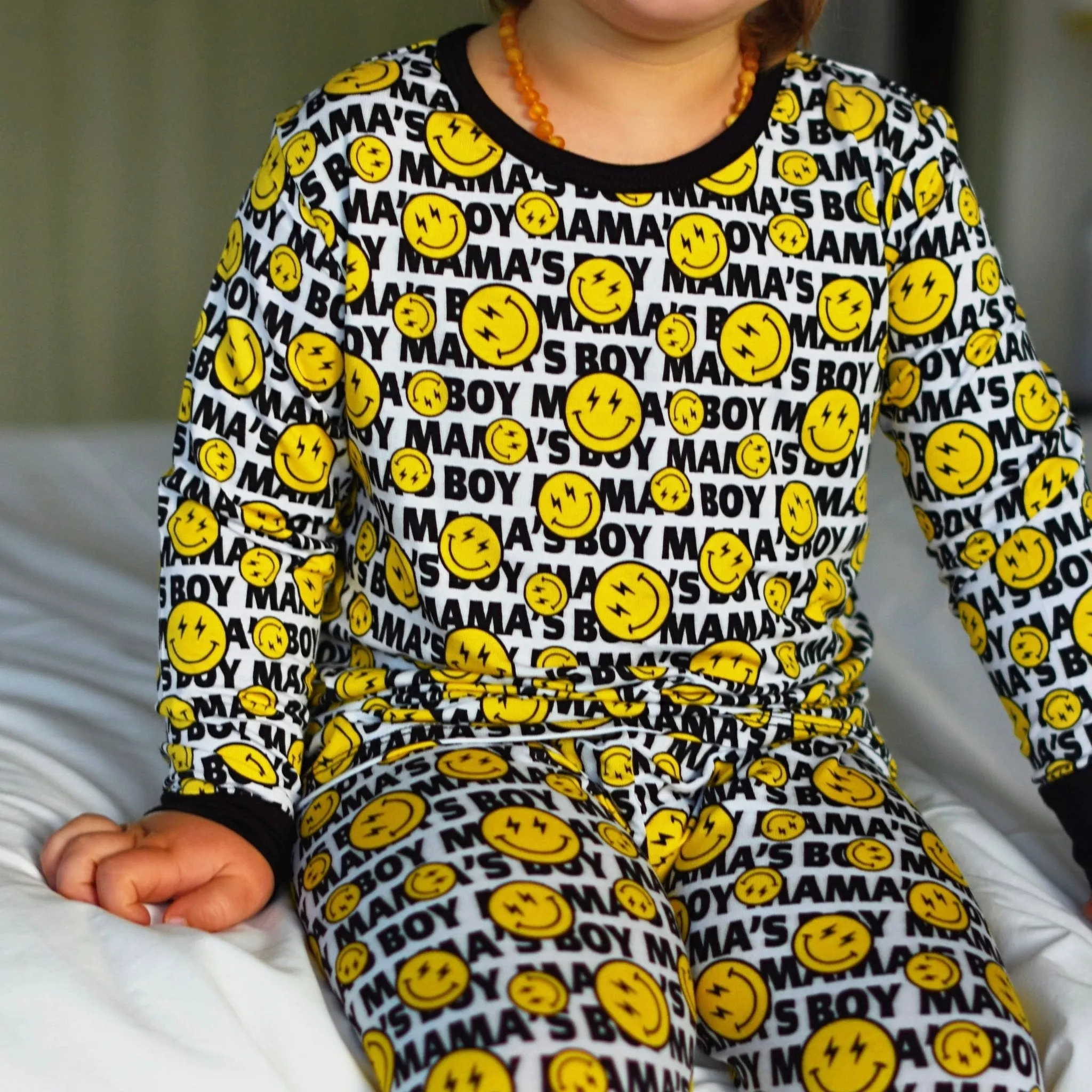 Mama Boy Smiley Bamboo Long Sleeve Pajamas