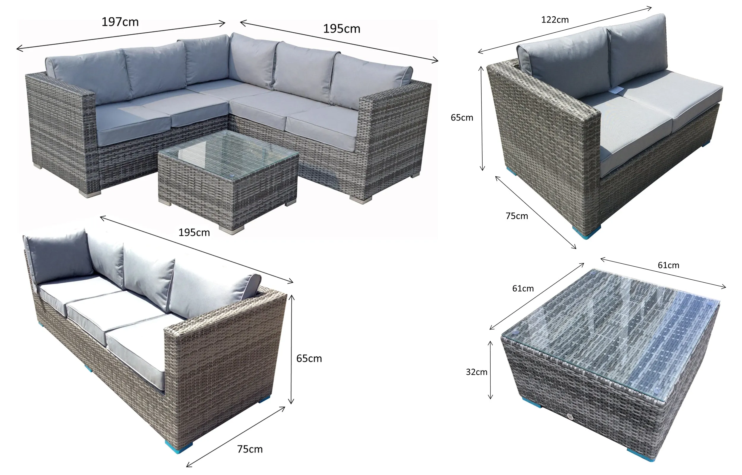 Manhattan corner lounge suite Grey & Nature