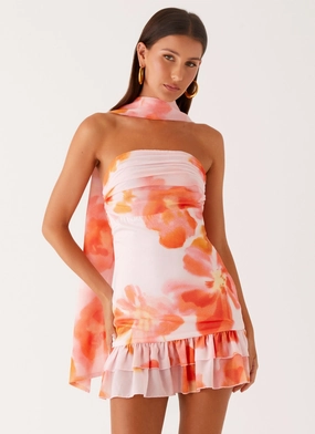 Fashionable Fit Occasion Ready Manon Scarf Mini Dress - Blushing Blossom