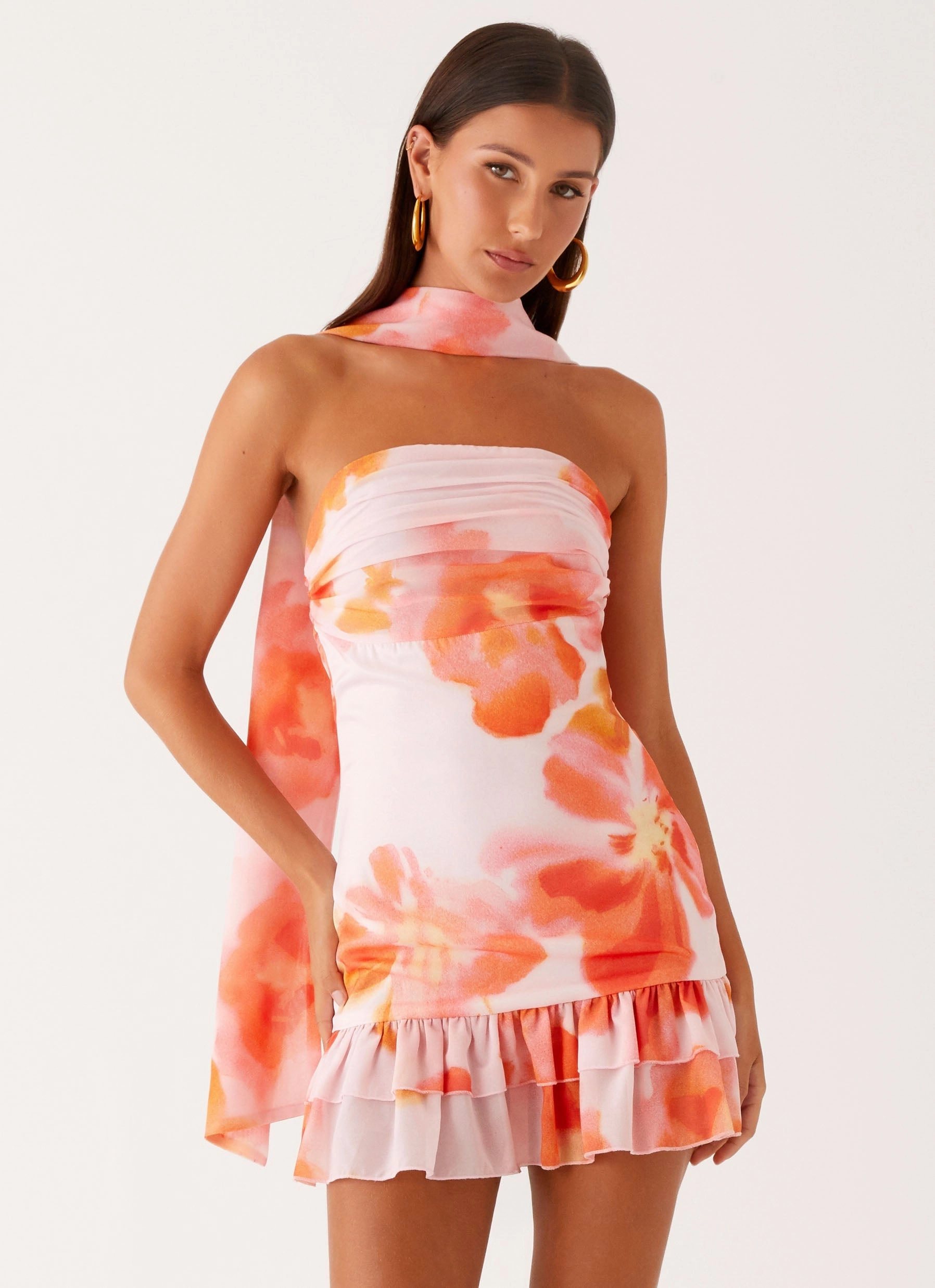 Fashionable Fit Occasion Ready Manon Scarf Mini Dress - Blushing Blossom