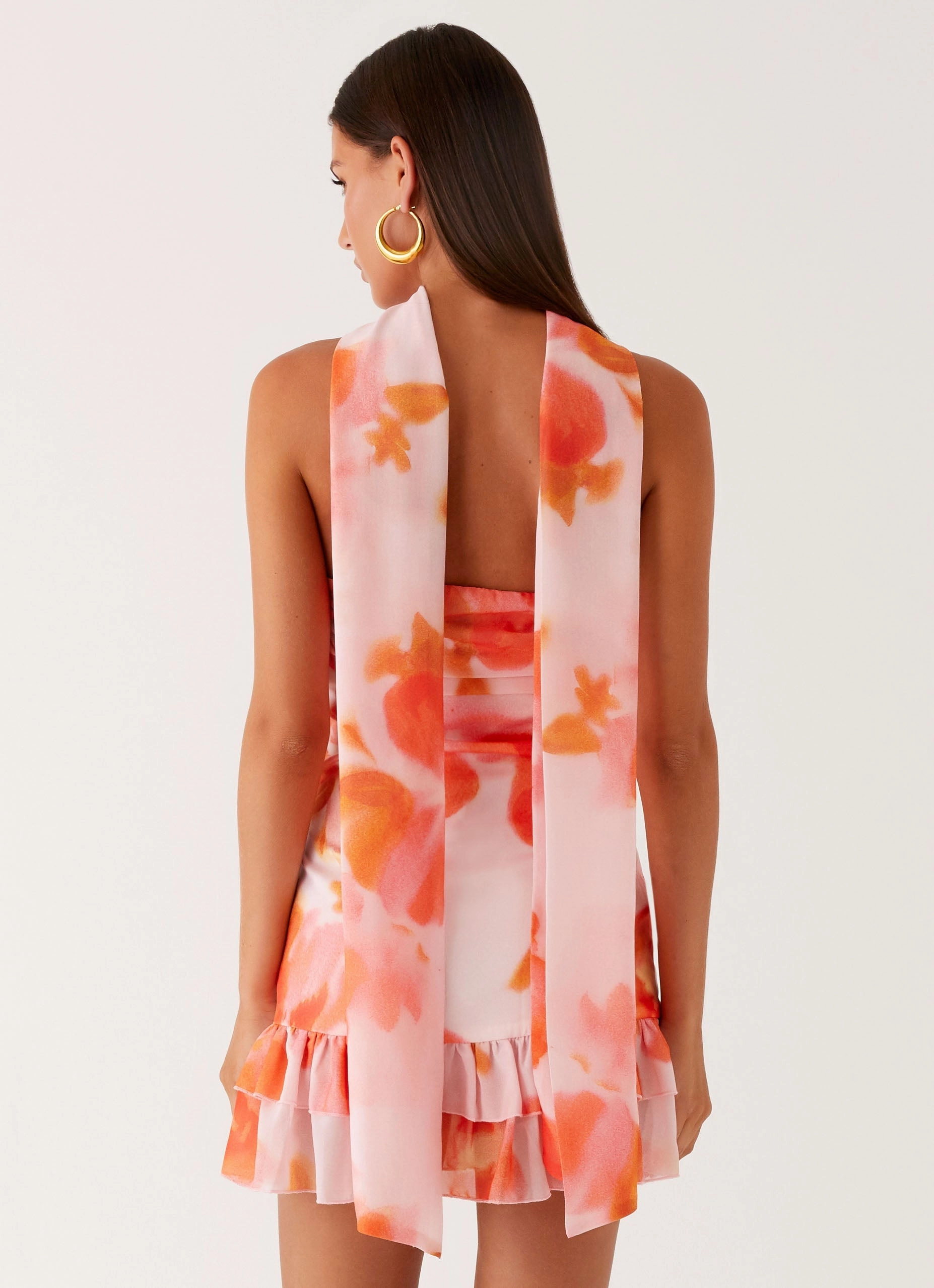 Manon Scarf Mini Dress - Blushing Blossom Fashion-forward day dress Casual weekend dress