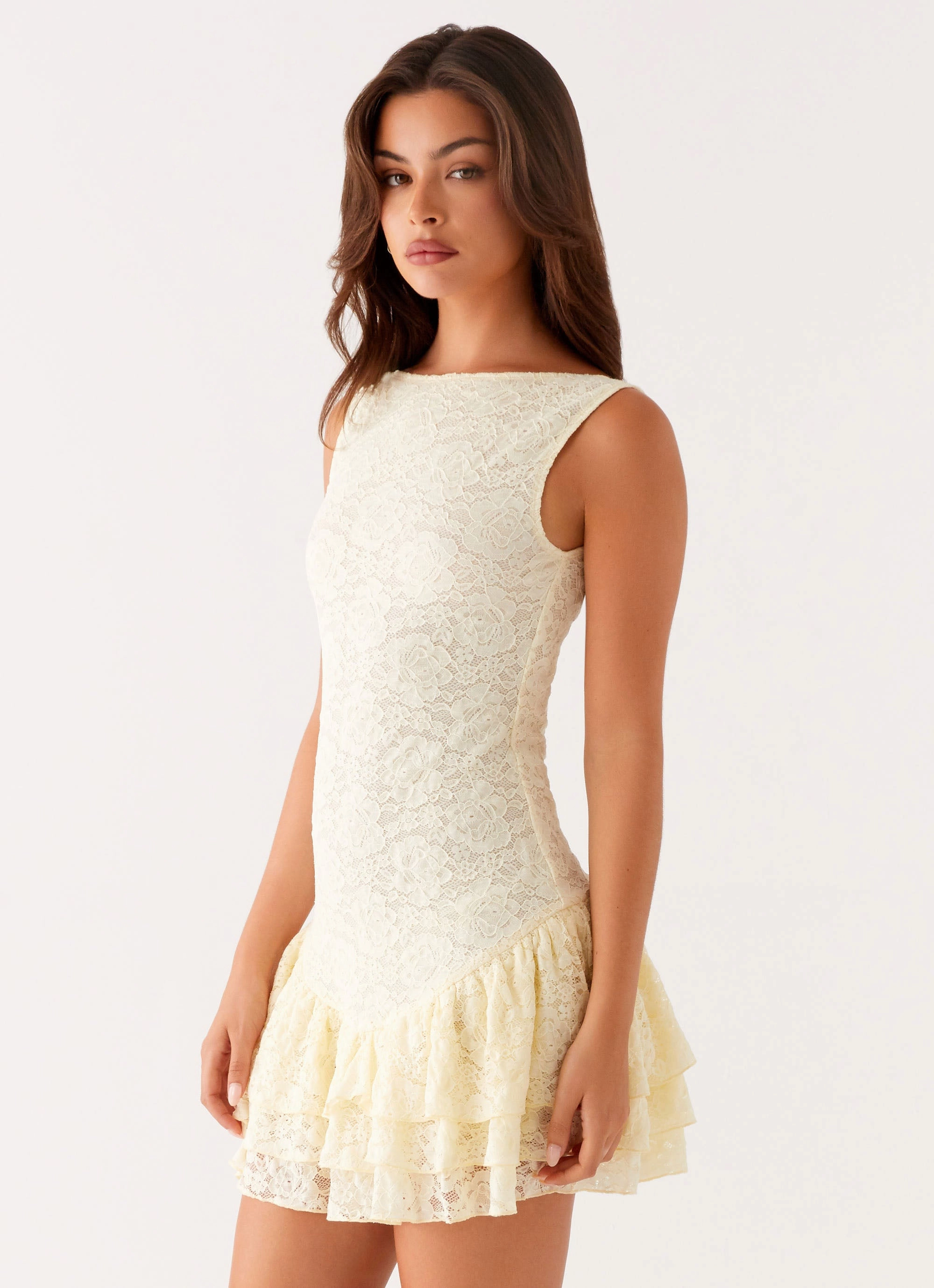 Media Feature Manuka Ruffle Mini Dress - Yellow
