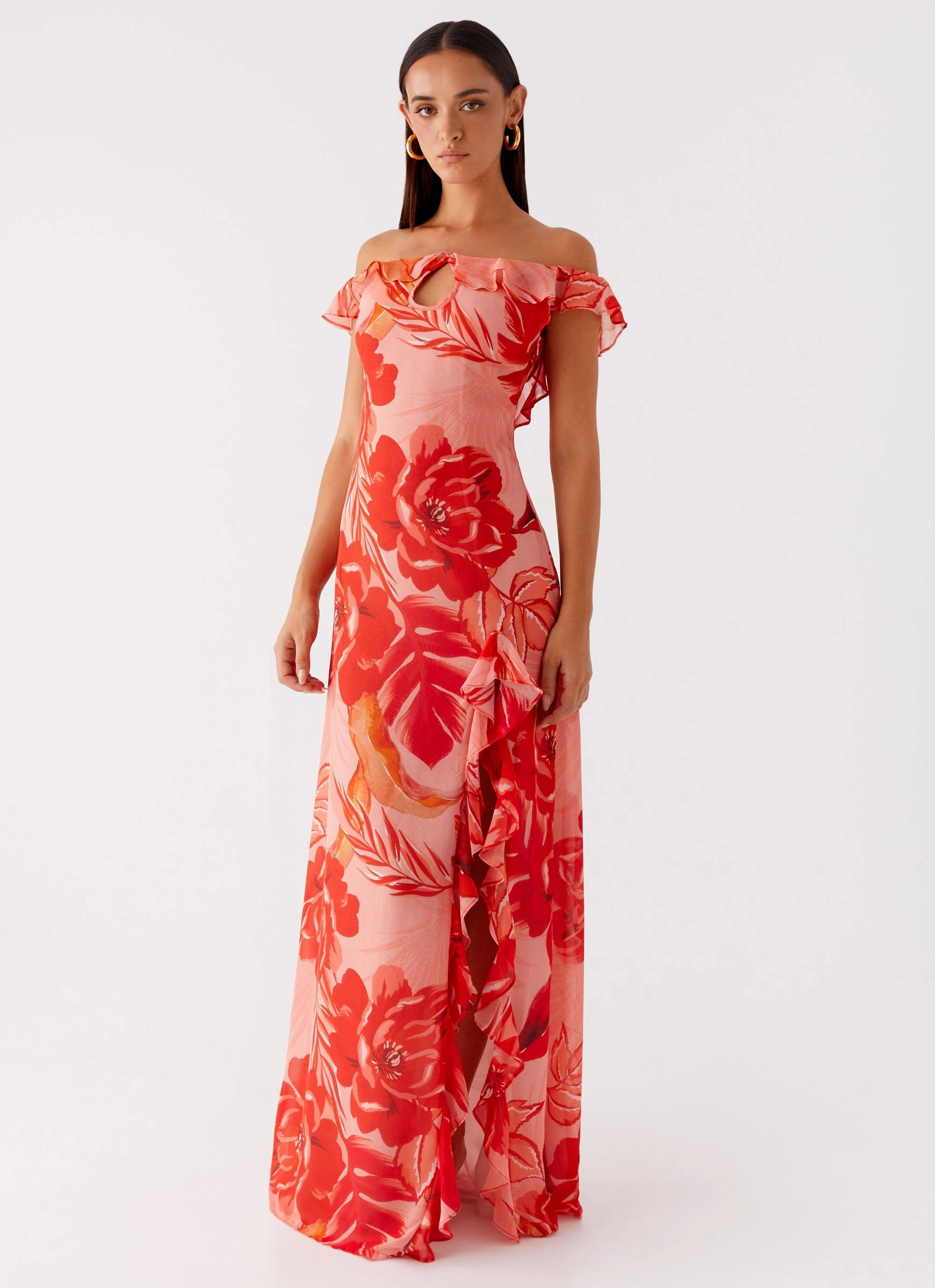 Cassiday Maxi Dress - Sicily Sunsets Print BreathableLining Fresh Appeal