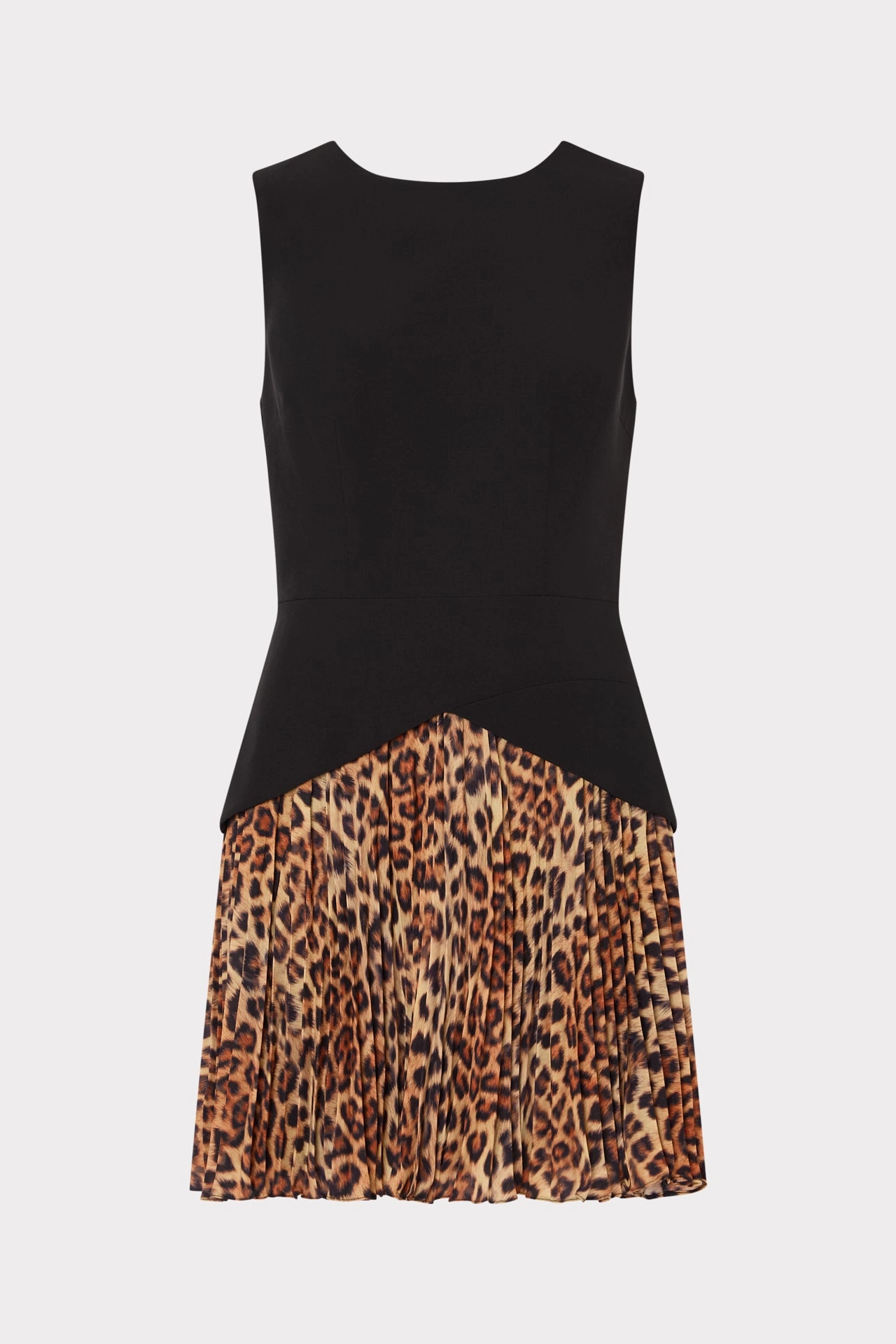 Haddy Leopard Print Pleated Mini Dress Perfect Length monochrome