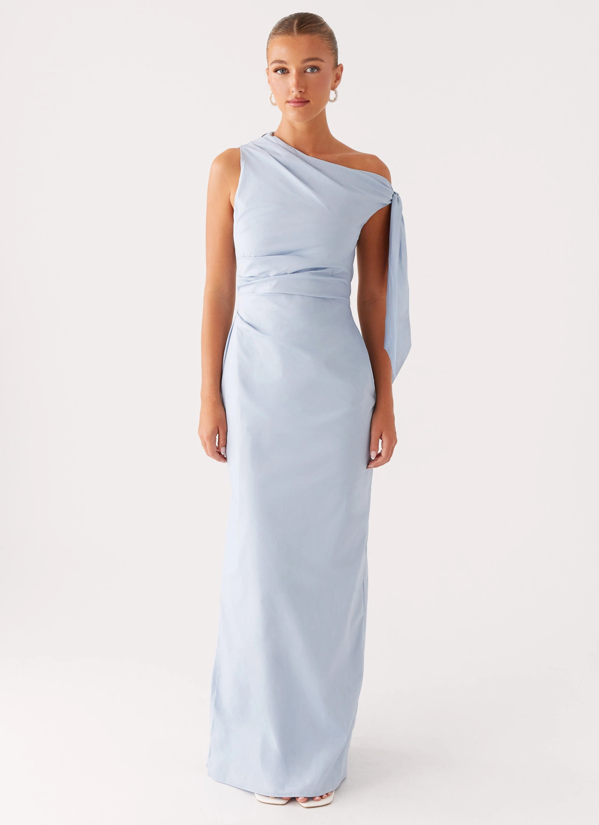 Marella Maxi Dress - Blue DoubleLayeredMaterial Luxury Feel